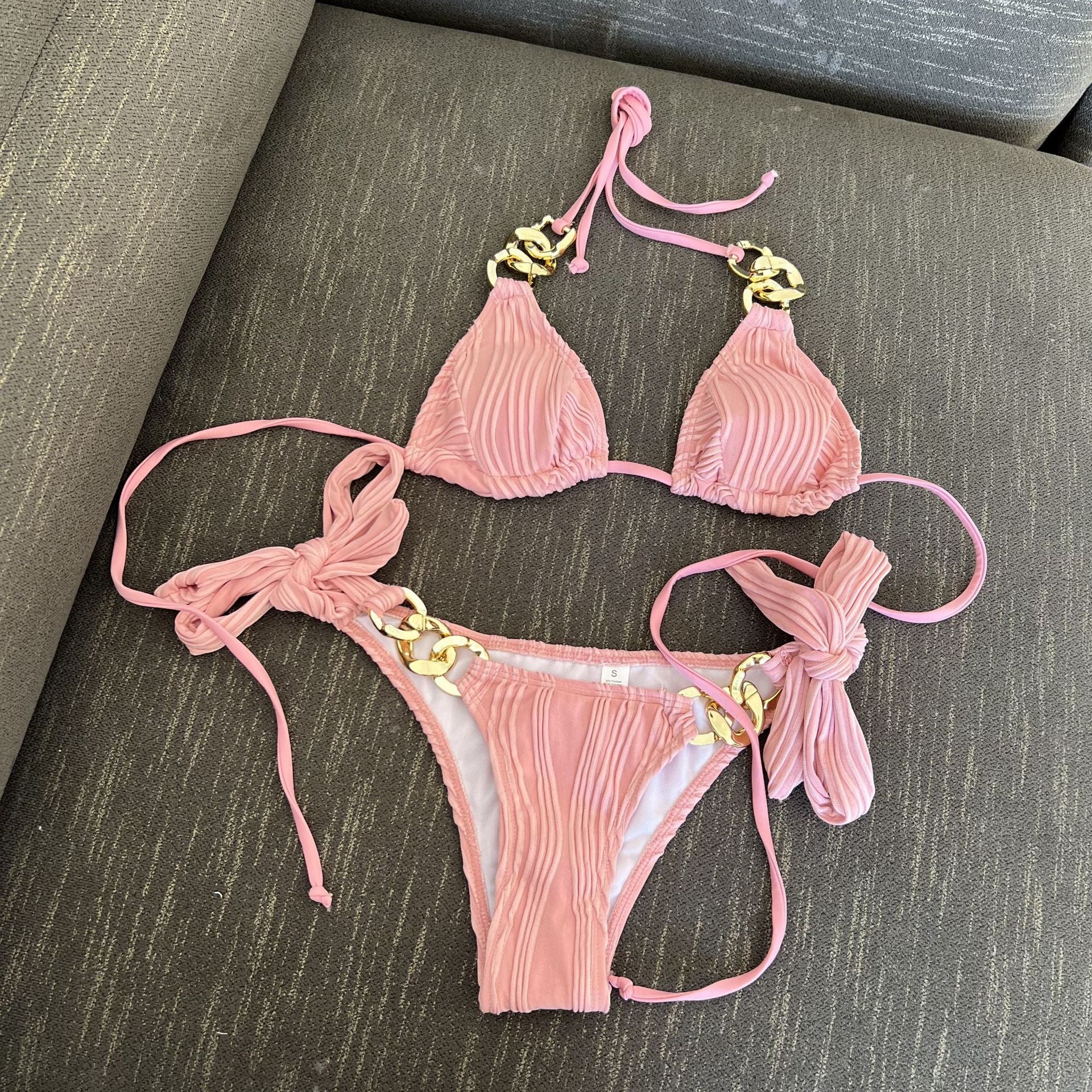 Sexy Chain Bikini Set - High Waist Split Swimsuit for Women - Perfect for Beach Vacation, Pool Party & Summer Fashion