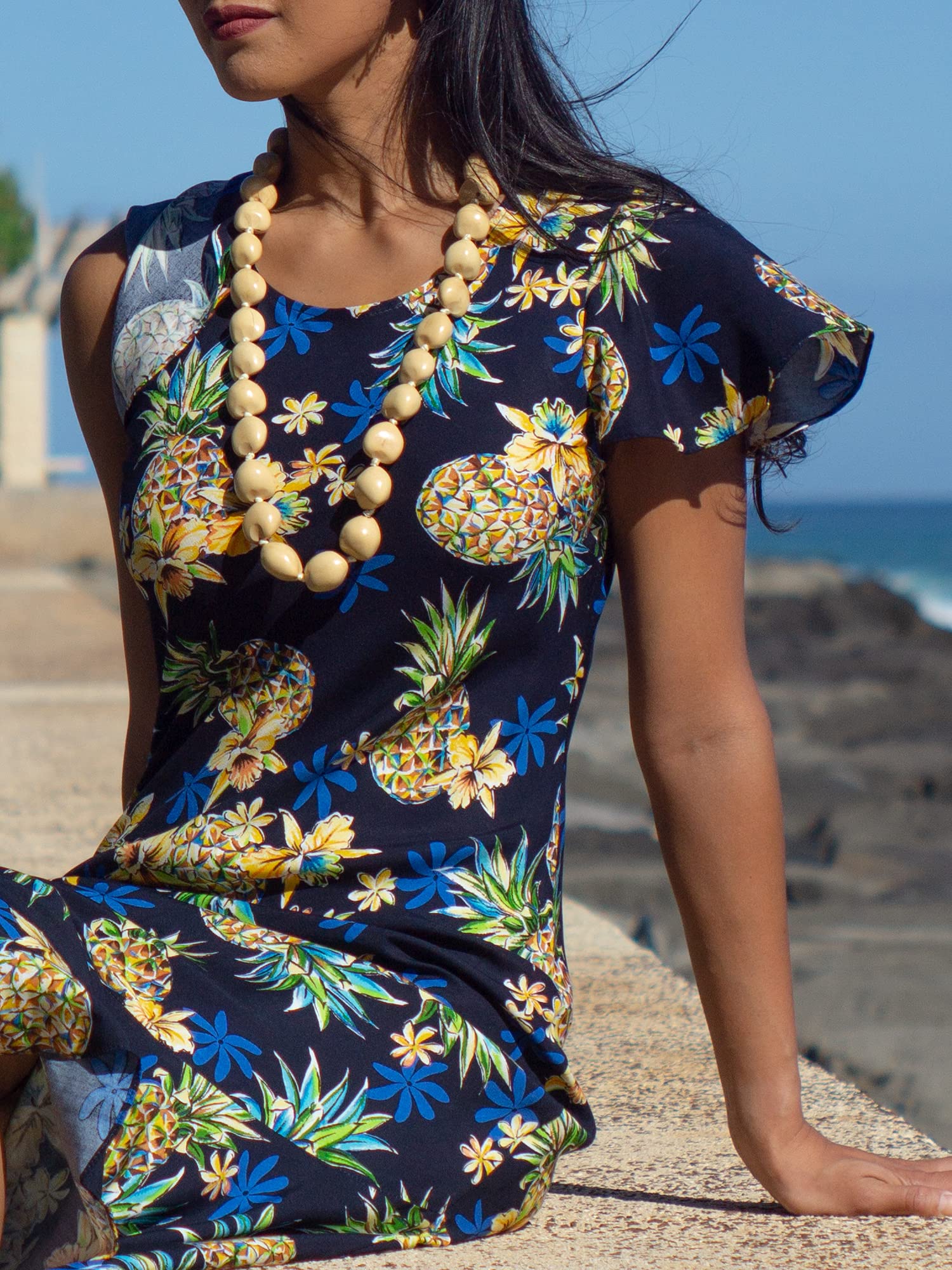 Women's Floral Rayon Hawaiian Long Dress - Lightweight & Comfortable Summer Beach Dress for Vacation, Party, and Casual Wear