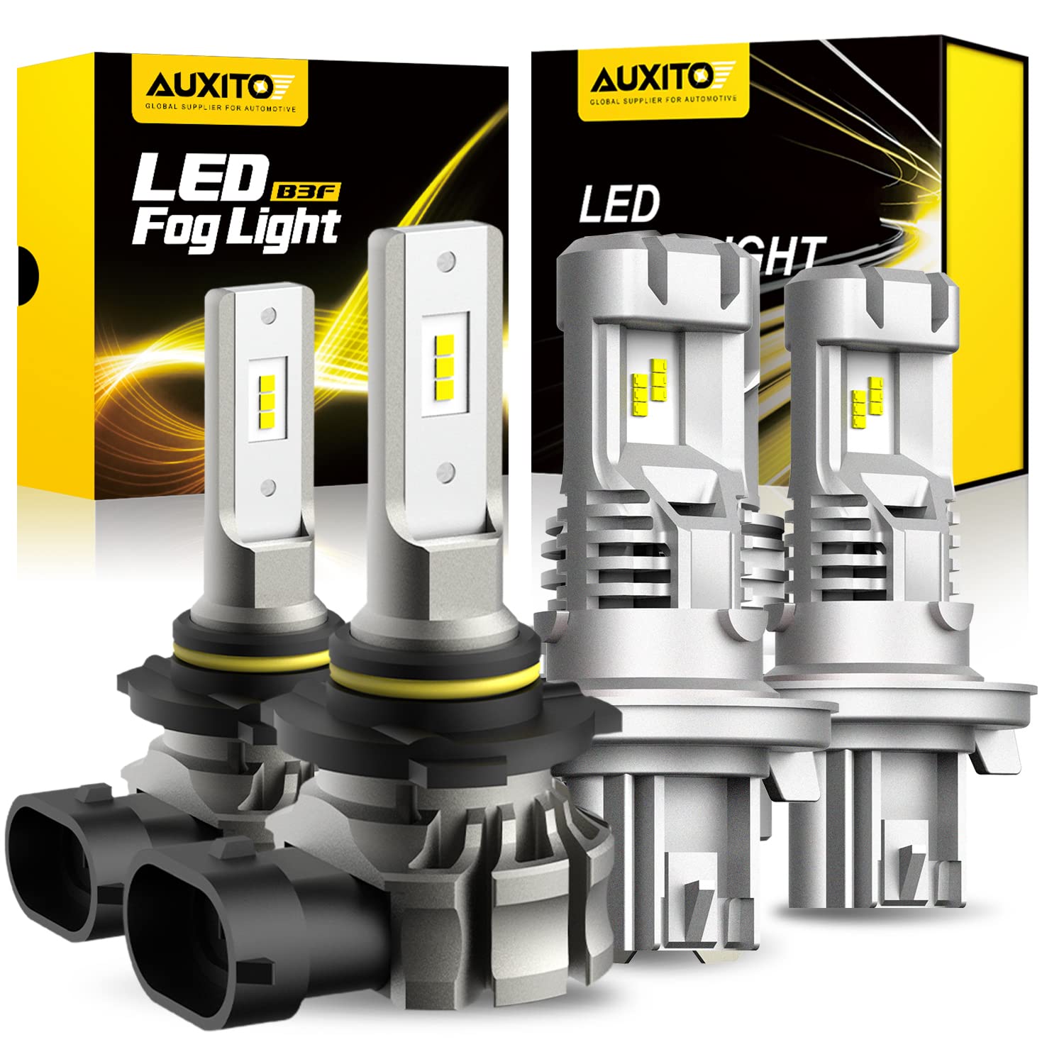 AUXITO 9008 H13 LED Light Bulbs & H10 LED Fog Light Bulbs - Super Bright Replacement for Cars, Trucks, SUVs - Perfect for Night Driving and Bad Weather Conditions