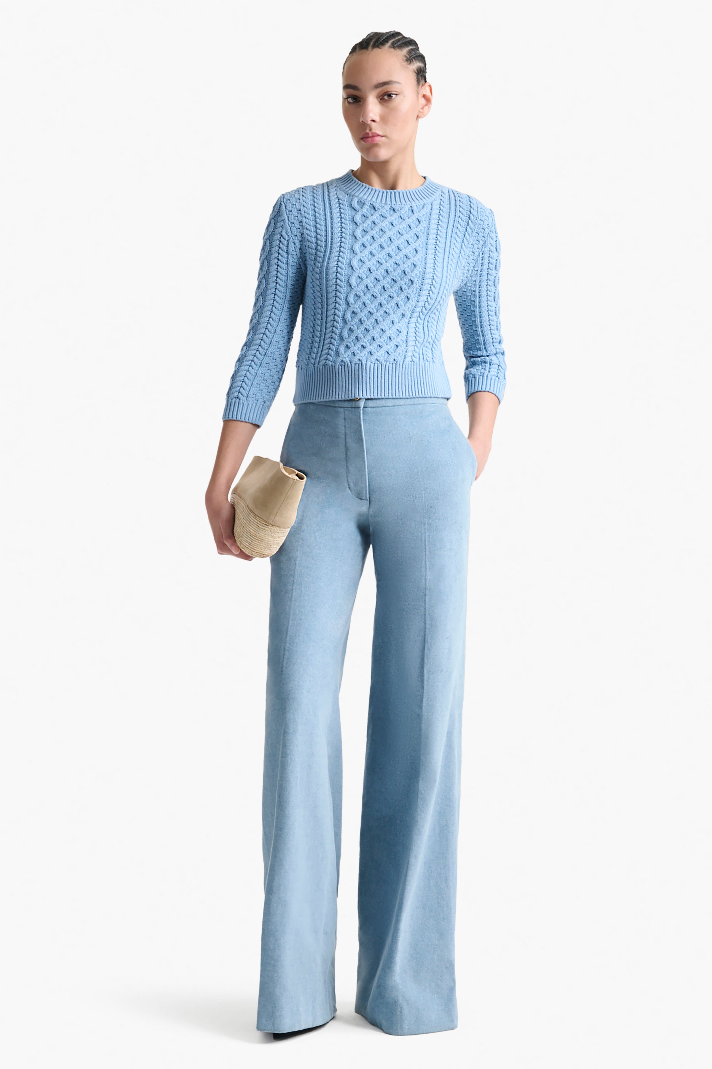 Stylish Cabbie Sweater in Ash Blue - Cozy Knit Pullover for Men & Women - Perfect for Casual Outings and Fall Layering