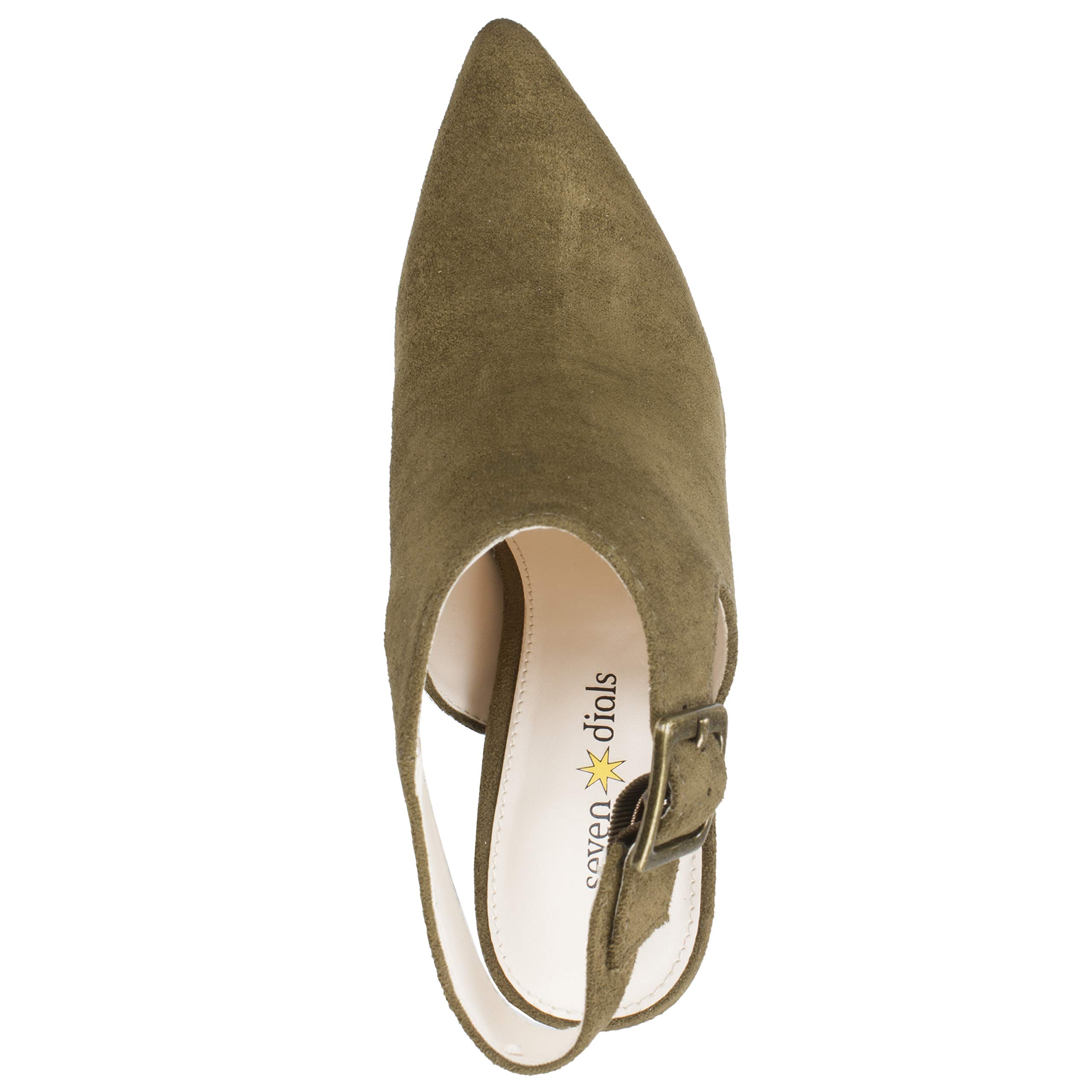SEVEN DIALS Sherly Women's Heels - Olive Suede, Size 6 for Office & Party