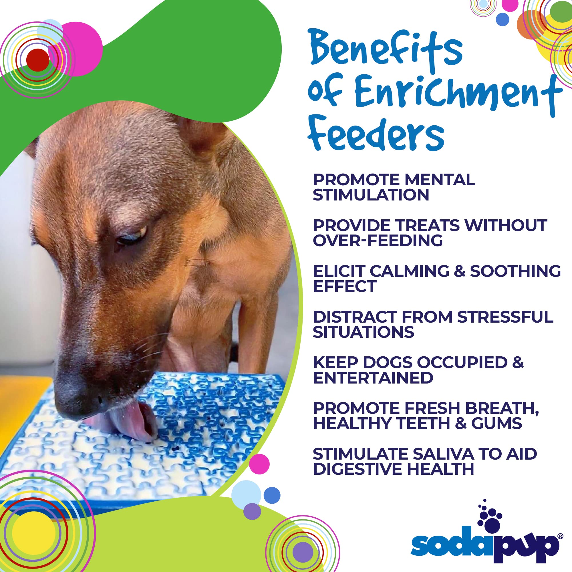 SodaPup Jigsaw eMat – Durable Non-Toxic Dog Lick Mat Feeder for Mental Stimulation, Slow Feeding & Anxiety Relief | Made in USA | Pet-Safe Rubber for Fresh Breath & Digestive Health | Perfect for Bath Time, Grooming & Crate Training
