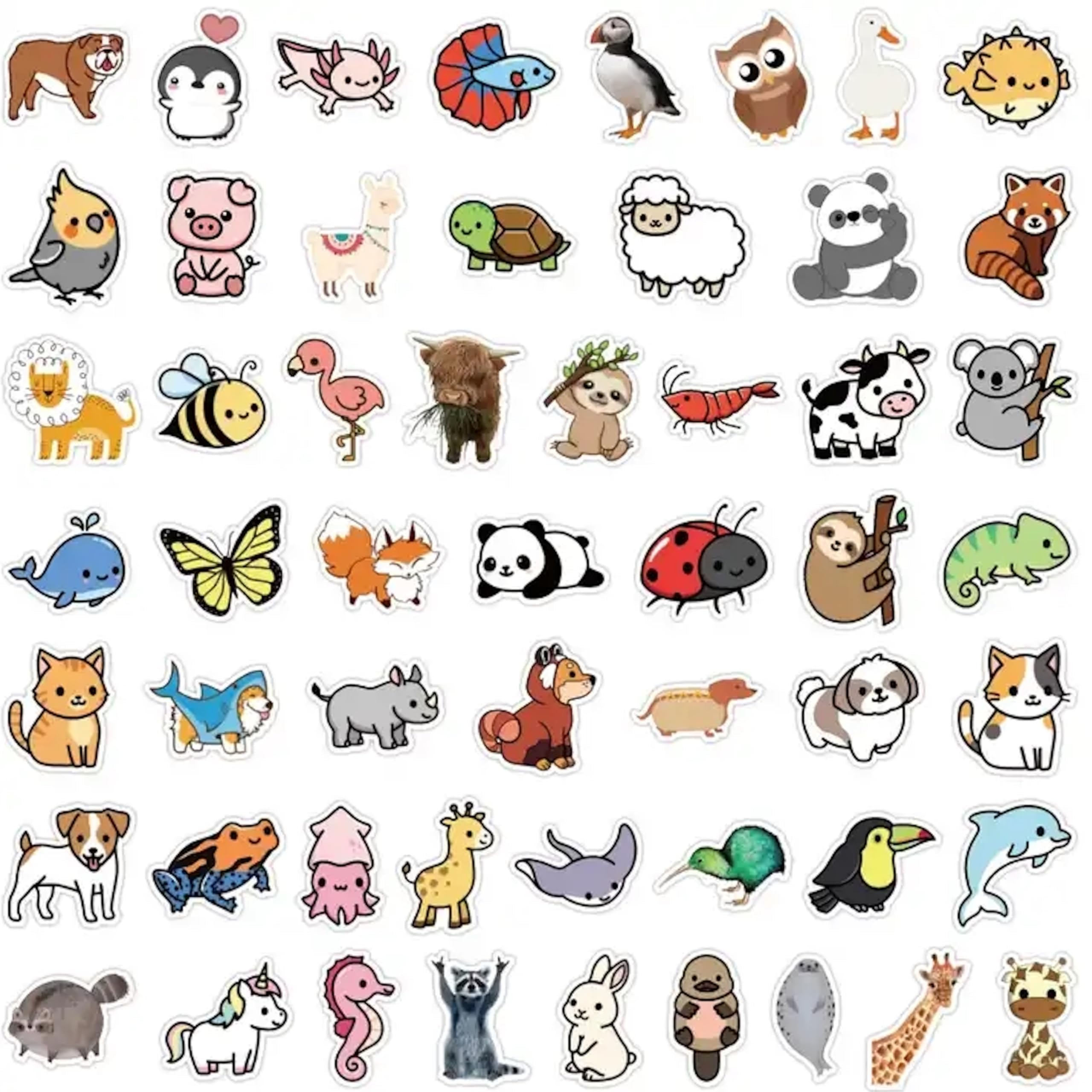 103 Pcs Cute Animal Stickers for Kids - Waterproof Vinyl Stickers for Chromebook, Laptop, Phone Case, Water Bottle, Notebook | Fun Decorative Stickers for School, Office, Party Favors & Stocking Stuffers