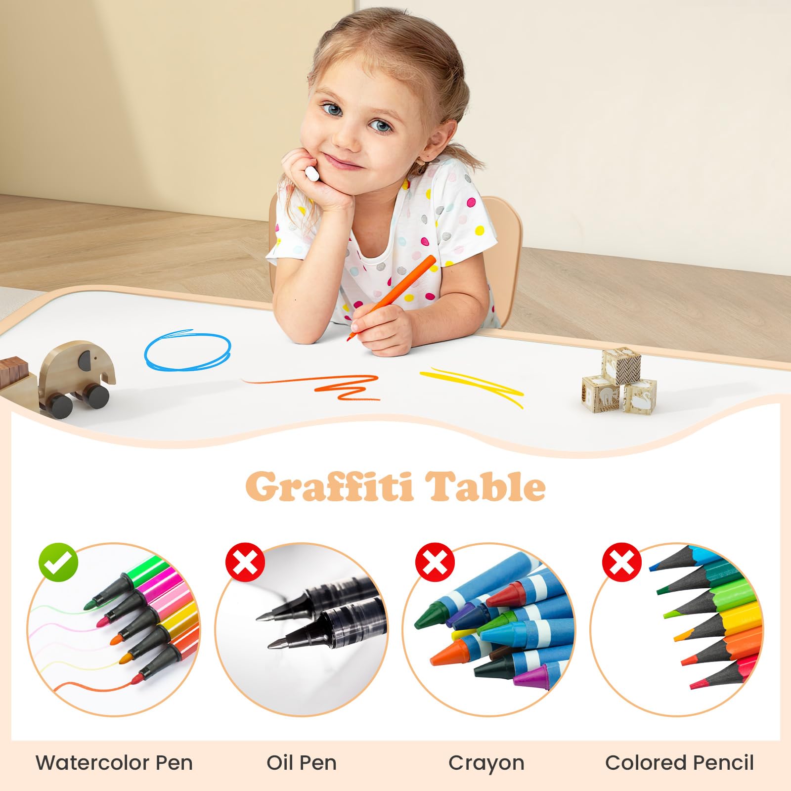 INFANS Adjustable Kids Table and Chair Set - 47