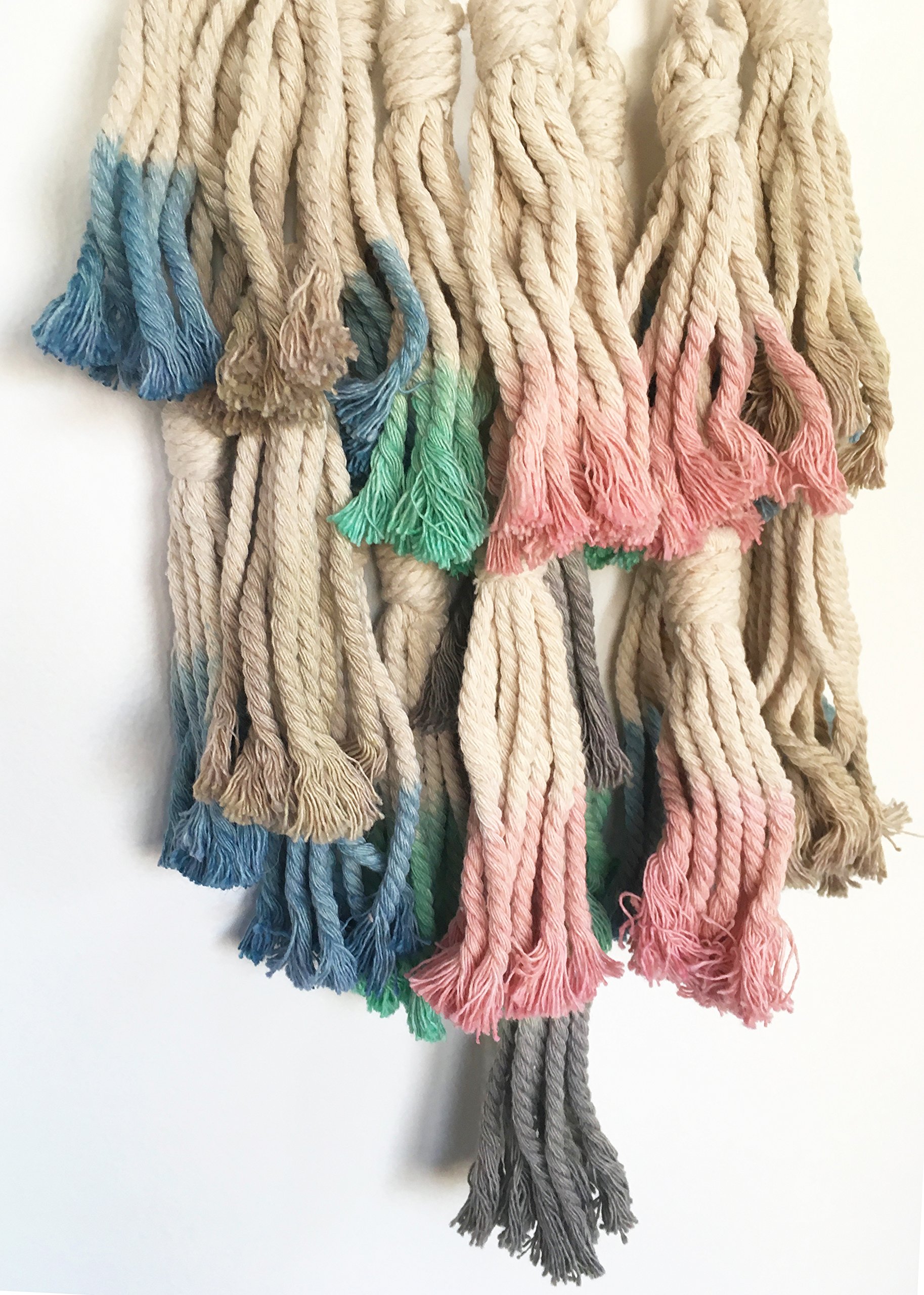 Handmade Macramé Bohemian Dream Catcher Mobile with Ombré Dip-Dyed Tassels – Boho Chic Room Décor, Wedding & Nursery Decor – 11.8