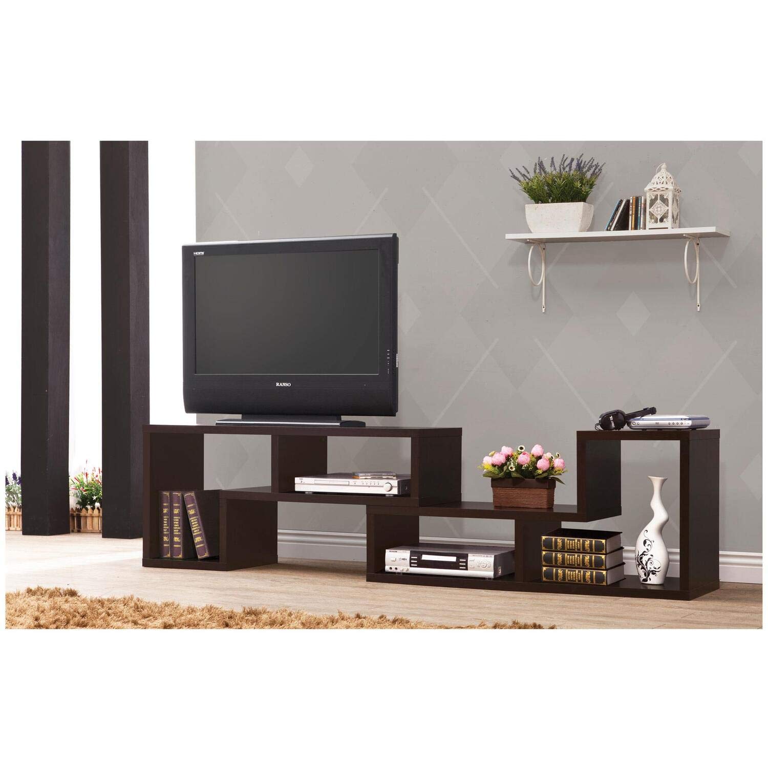 Convertible TV Stand and Bookcase Combo in Cappuccino Finish - Coaster Furniture 800329 - Perfect for Living Room, Home Theater, and Office Storage