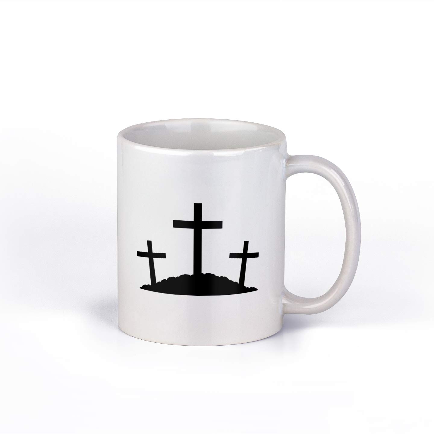 Three Wooden Crosses Ceramic Coffee Mug - 11oz Easter Themed Coffee Cup for Home, Office & Church | M140 | Perfect for Easter Gifts, Bible Study & Daily Use