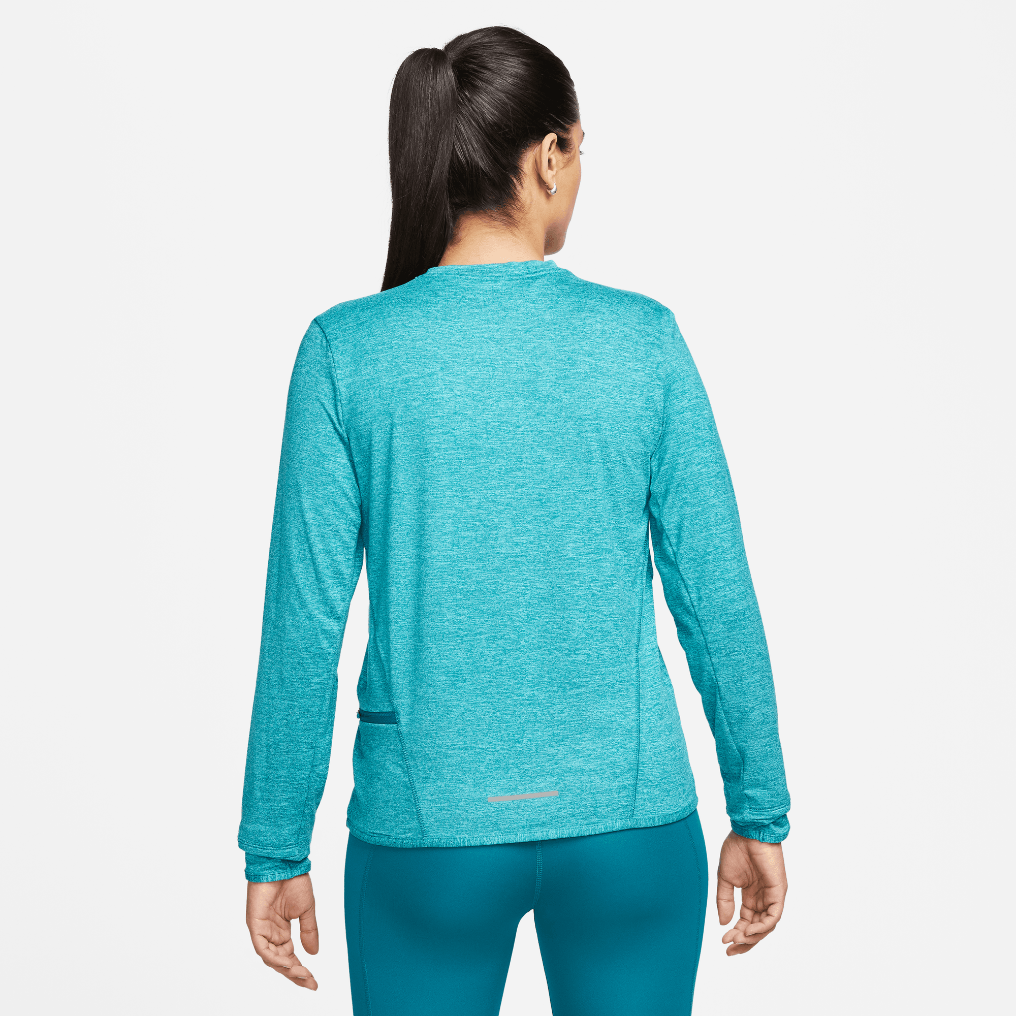 Nike Women's DRI-FIT Swift Element UV Protection Running Shirt - Breathable, Moisture-Wicking Workout Top (Geode Teal/Clear Jade II/Reflective Silver) | Perfect for Jogging, Gym Training & Outdoor Sports