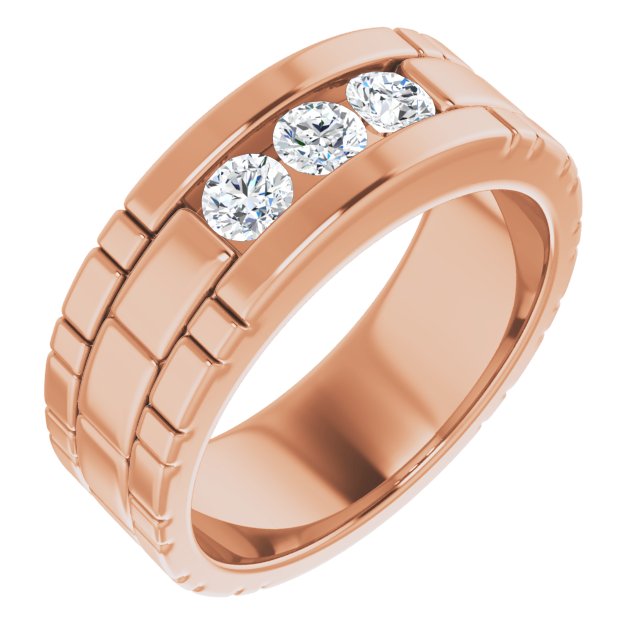 0.66 Carat Channel Set Round Diamond Men's Wedding Band Ring - Watch Link Style for Anniversary, Engagement & Special Occasions