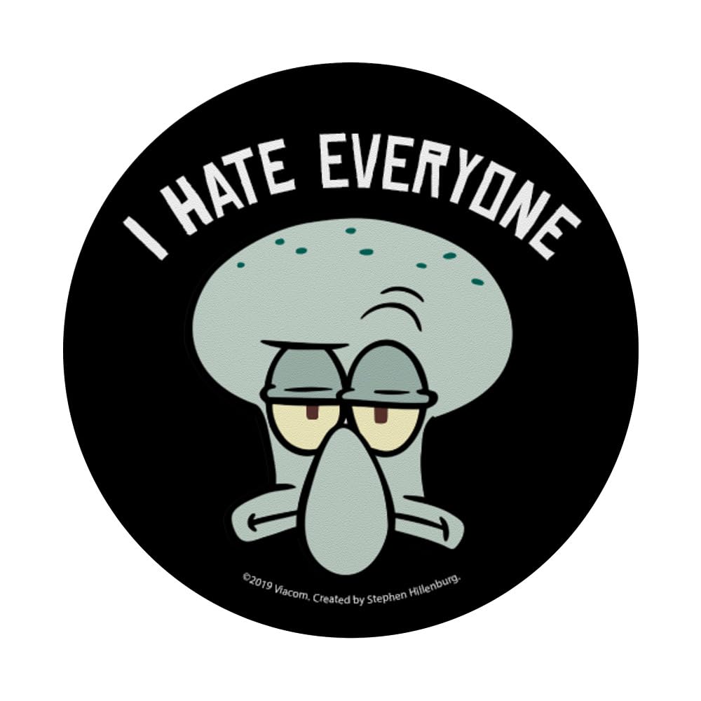 SpongeBob SquarePants Squidward 'I Hate Everyone' PopGrip - Expandable Phone Grip & Stand for iPhone, Samsung, Smartphones - Perfect for Fans, Office, School, Travel Accessories