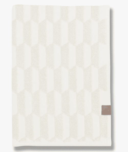 METTE DITMER Organic Cotton Geo Hand Towel Set - 2 Pack, 35x55cm, Off White - Soft Bath & Kitchen Towels for Spa, Gym & Guest Bathrooms