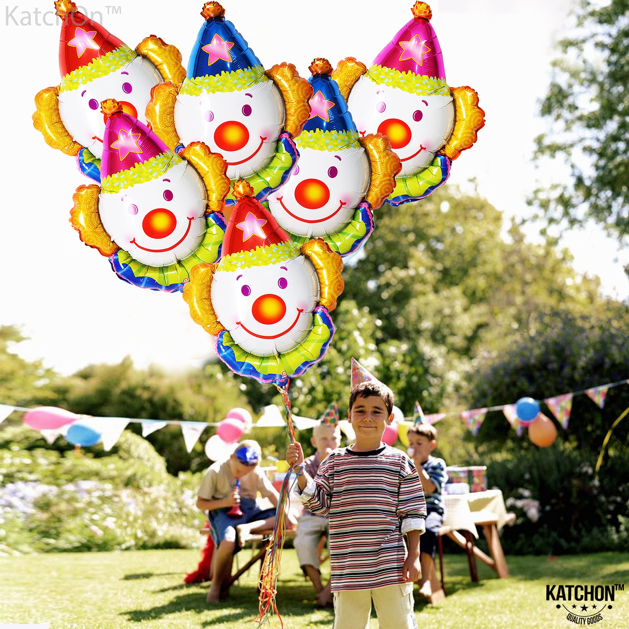 KatchOn 32 Inch Large Clown Balloons Set - Pack of 6 | Giant Carnival Balloons for Clown & Circus Theme Party Decorations | Perfect for Birthday Parties, Baby Showers, and Halloween Events