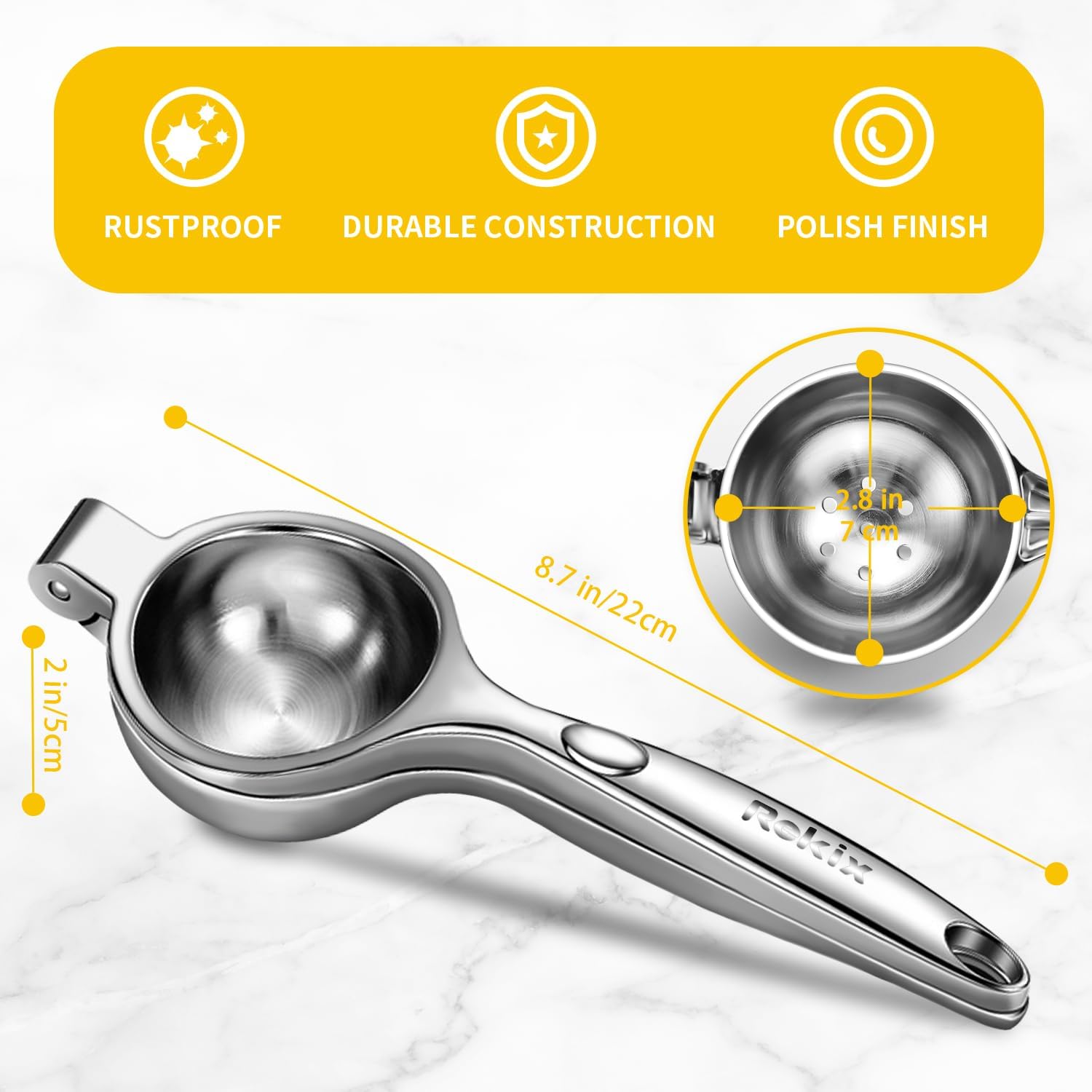 Rekix Heavy Duty Manual Lemon Juicer & Citrus Press - Handheld Lime, Orange Squeezer for Fresh Juice - Perfect for Cocktails, Baking & Healthy Drinks