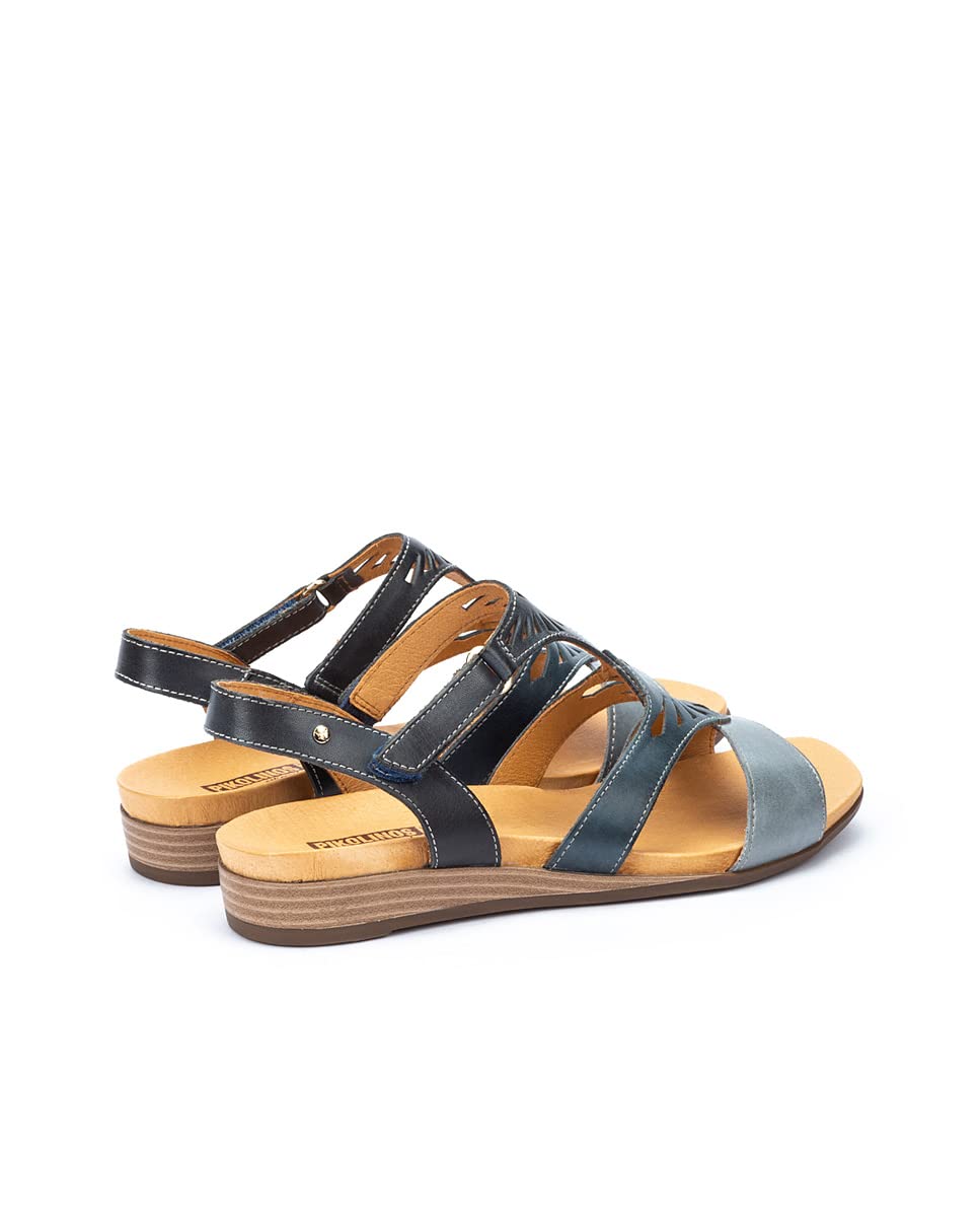 PIKOLINOS Women's Leather Flat Sandals - Denim Style | Comfortable & Stylish for Beach, Travel & Casual Wear