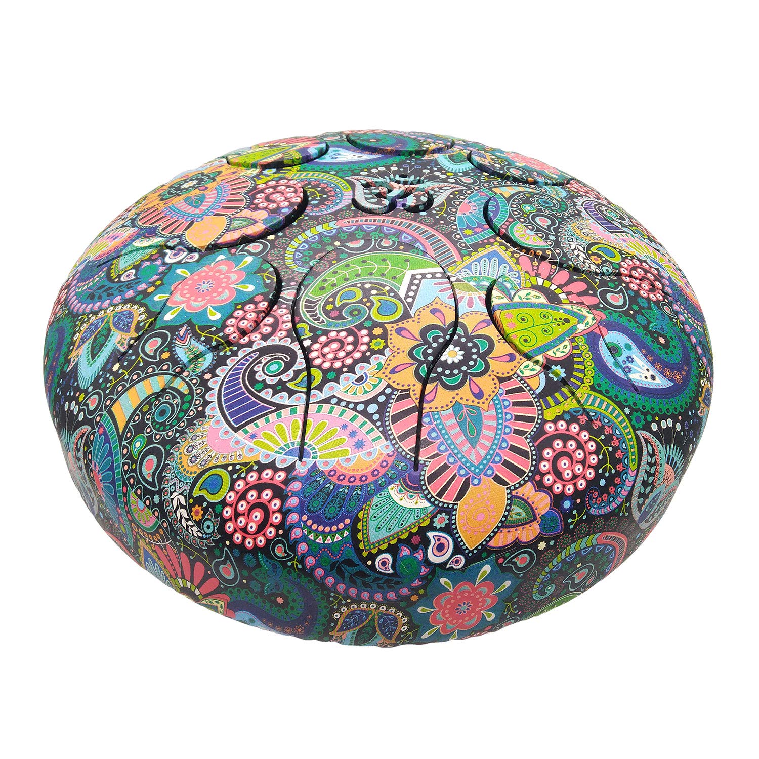 OM Tongue Drum 9 Inch - Steel Handpan Drum with Mallets & Carry Bag - Percussion Musical Instrument for Meditation, Yoga & Relaxation - Multicolor