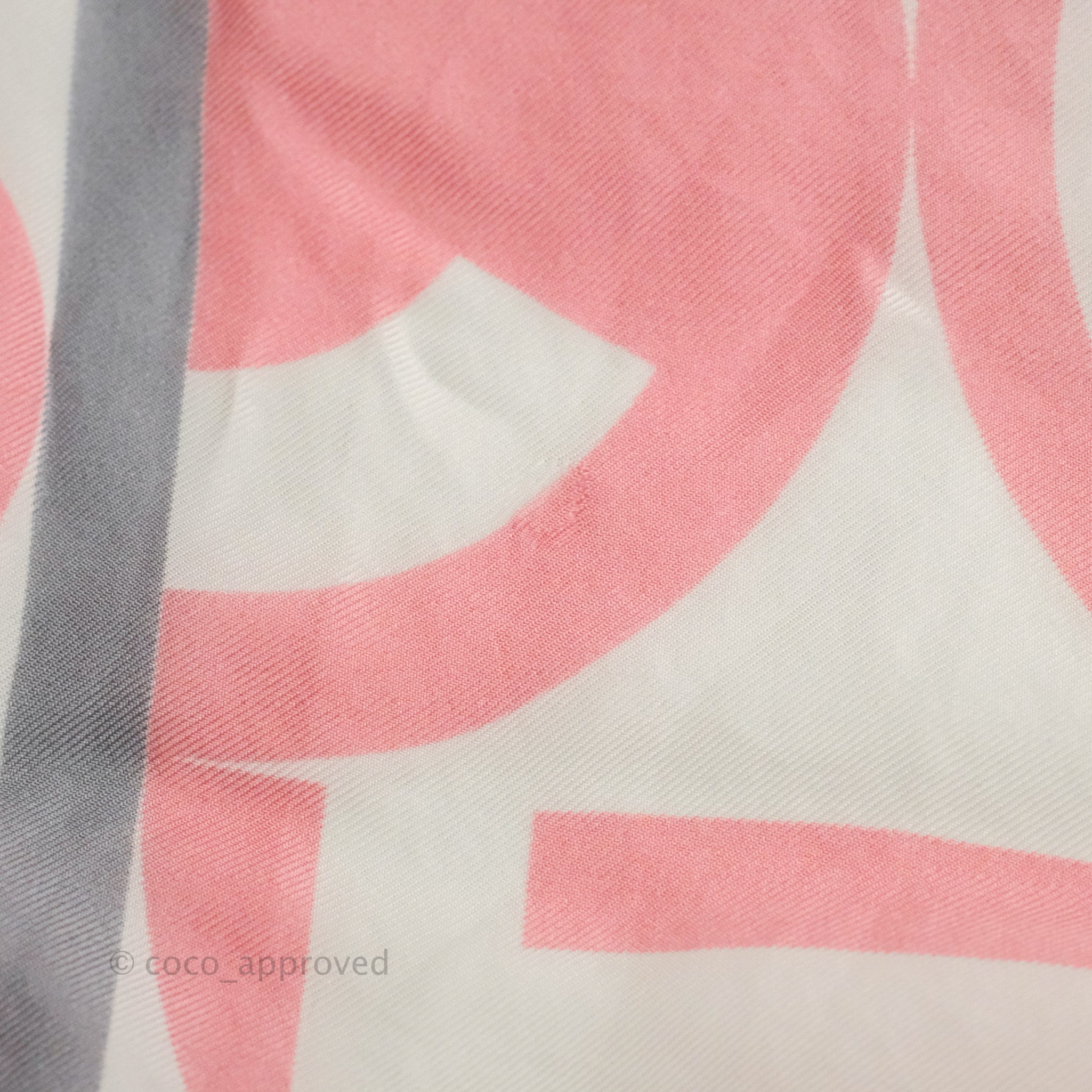 Chanel CC Silk Square Scarf 90 - Luxury Grey Pink White Fashion Scarf for Women | Perfect for Office, Party & Gift Giving