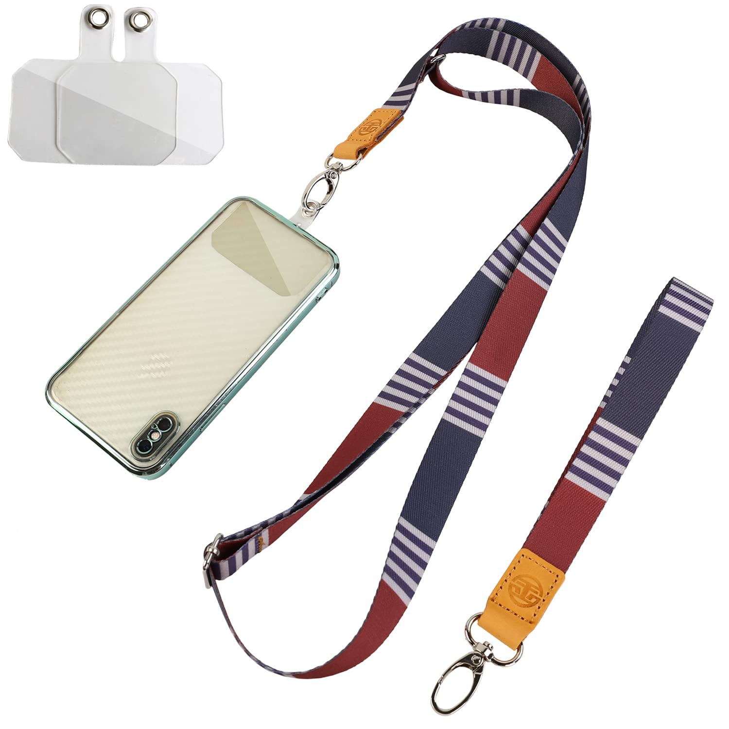 Lykui Adjustable Phone Lanyard with 2 Pads, Neck & Wrist Strap - Universal Nylon Smartphone Holder for iPhone, Samsung, Pixel - Perfect for Work, Travel, Gym & Outdoor Activities