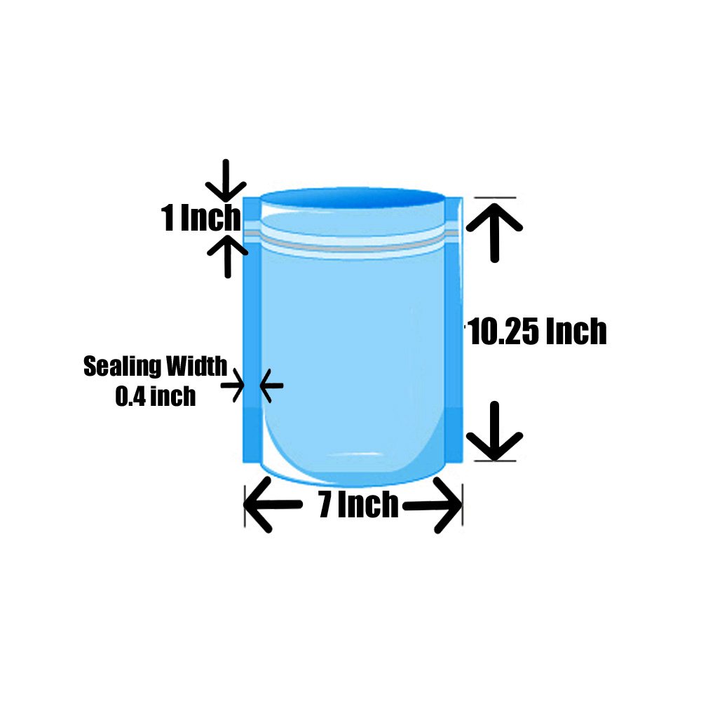 50 Pack 7x10 Inch Airtight Stand Up Pouch Bags with Clear Front & Aluminum Foil Back - Heat Sealable Zipper Lock for Food Storage, Coffee, Snacks & Meal Prep | Reusable & Durable