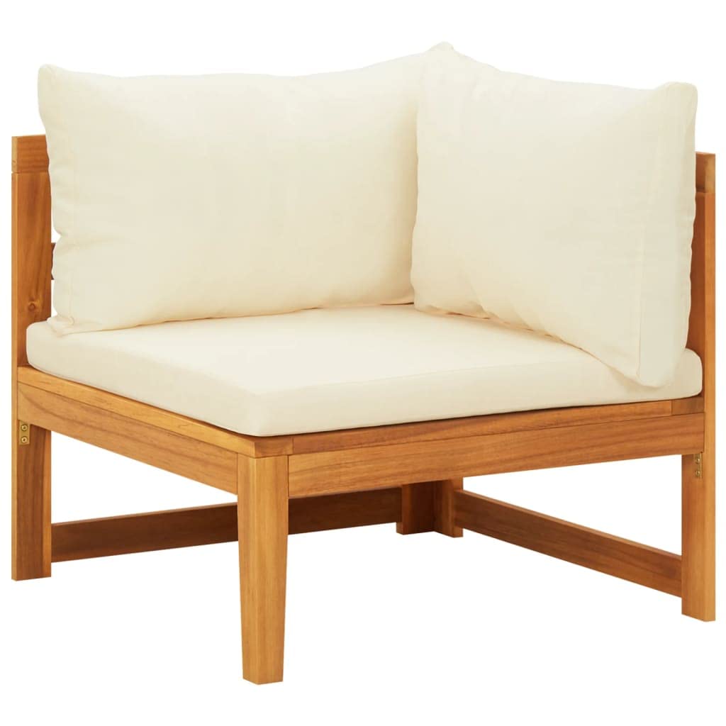 CHARMMA 2-Piece Outdoor Patio Lounge Set with Cream White Cushions - Acacia Wood Furniture - Weather-Resistant White Finish (19.8KG) - Perfect for Backyard, Garden or Poolside Relaxation