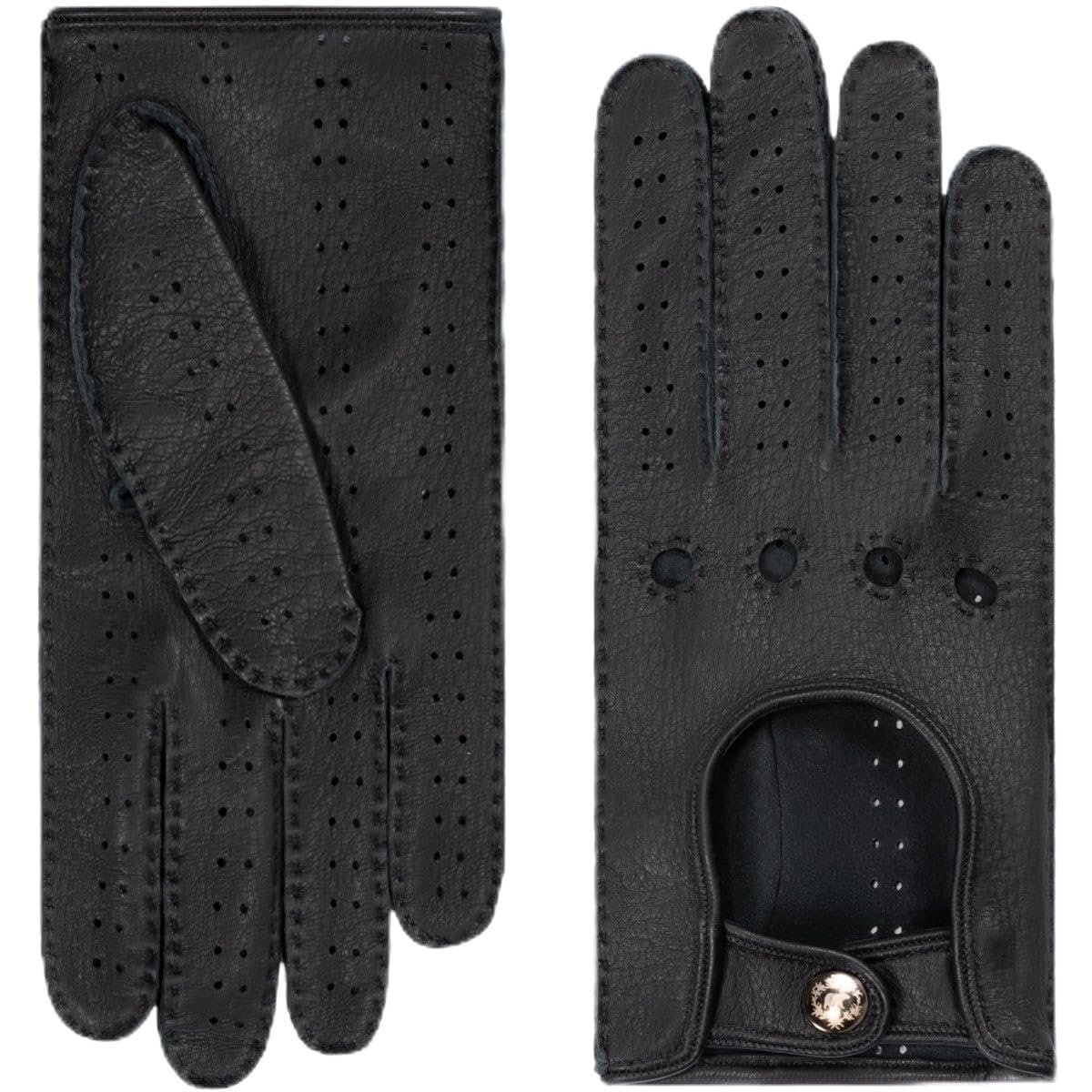 Premium Women's Winter Gloves - Maria Black Genuine American Deerskin Leather Driving Gloves (Black) - Warm & Stylish for Cold Weather Commuting, Driving & Outdoor Activities