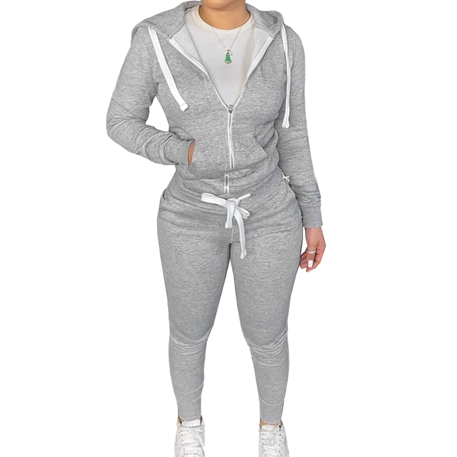 Women's 2-Piece Jogger Set - Long Sleeve Hoodie & Sweatpants Outfit for Spring/Fall Workouts, Lounge & Casual Wear | Comfortable Tracksuit for Gym, Running, Yoga & Everyday Fashion