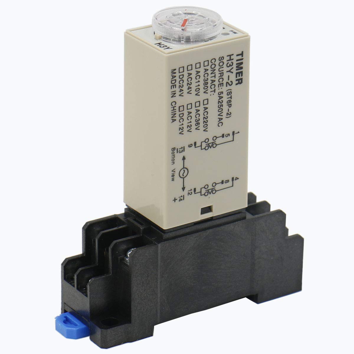 Baomain AC 220V H3Y-2 Time Delay Relay Timer 3 Min DPDT with Socket - Industrial Automation & Control Systems for Machinery, HVAC, and Electrical Equipment