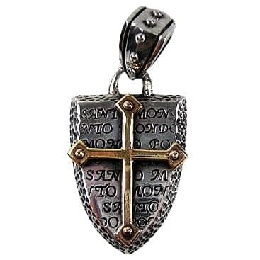 Sterling Silver Rocker Cross Shield Pendant for Men - Perfect for Everyday Wear, Gifts & Religious Occasions