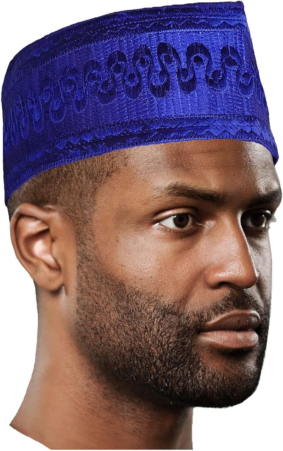 Handwoven Royal Blue African Aso Oke ỌláFìlà Kufi Cap Hat - Traditional Yoruba Embroidered Fila for Men - Perfect for Weddings, Cultural Events & Special Occasions
