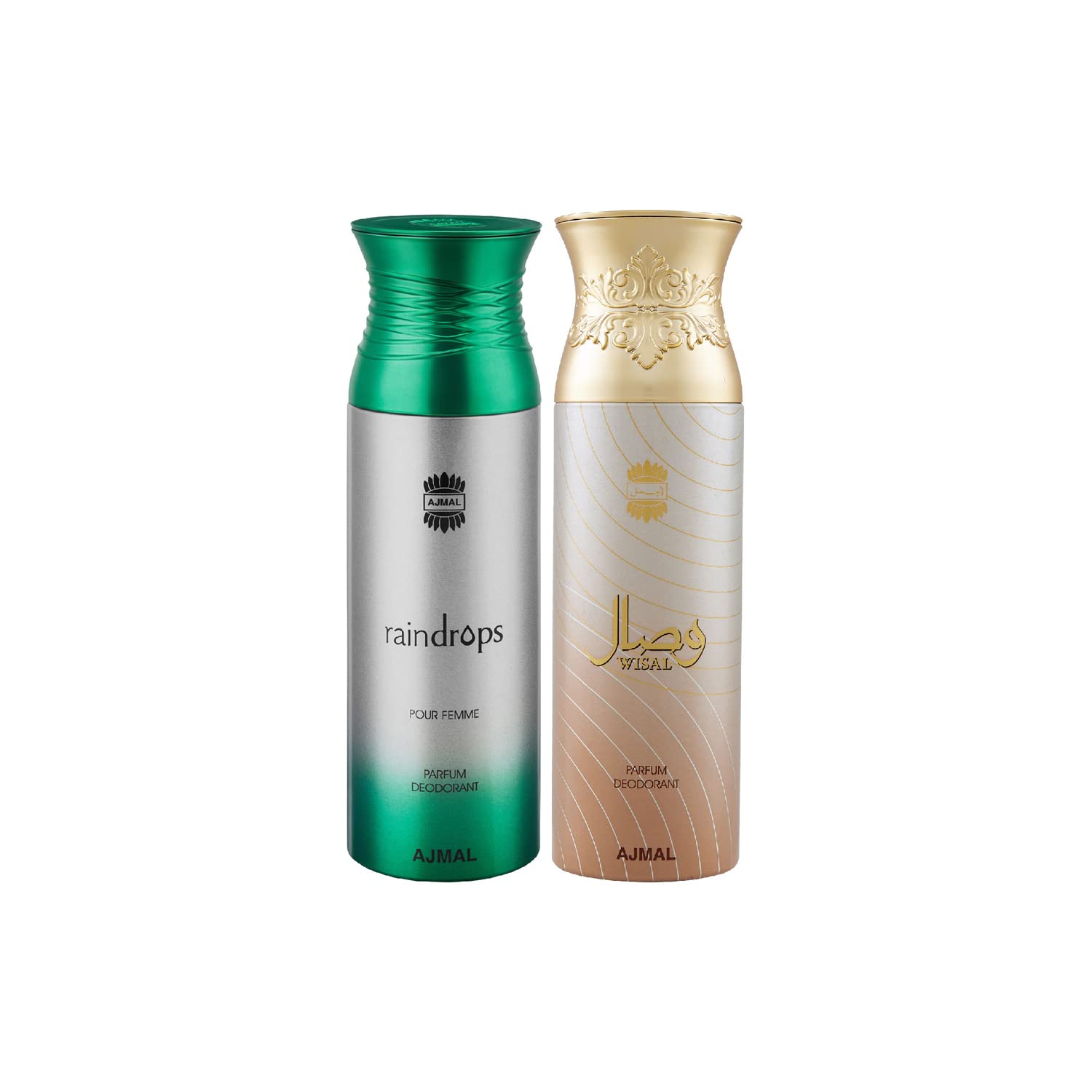 Ajmal Raindrops & Wisal Women's Deodorant Spray Gift Set - 2 Pack (200ml Each) | Long-Lasting Fragrance for Daily Wear, Office & Special Occasions
