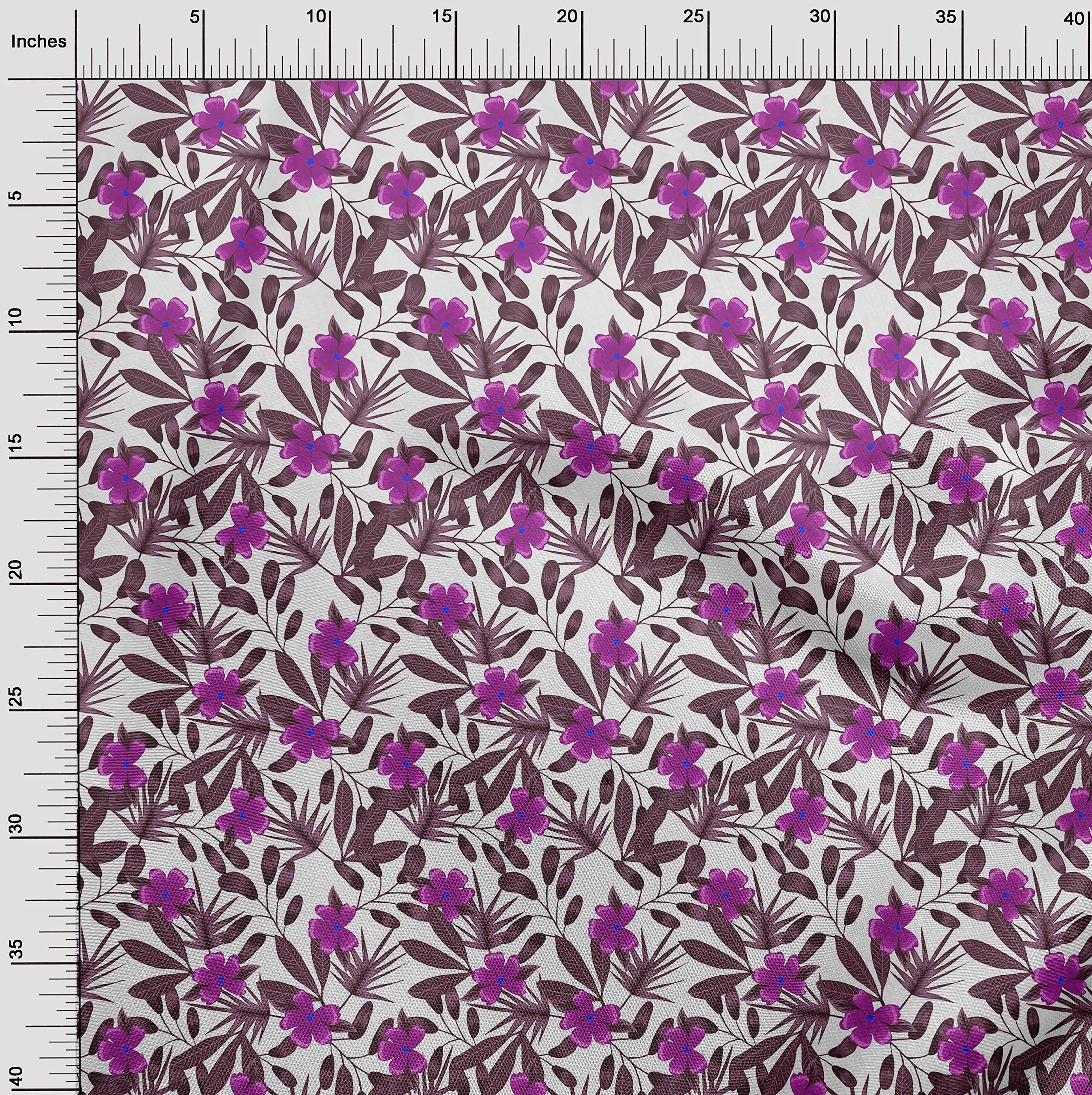 Premium Cotton Poplin Twill Wine Floral Print Fabric by The Yard - 56 Inch Wide for DIY Clothing, Dresses & Home Decor Sewing Projects | Perfect for Summer Dresses, Curtains & Crafting