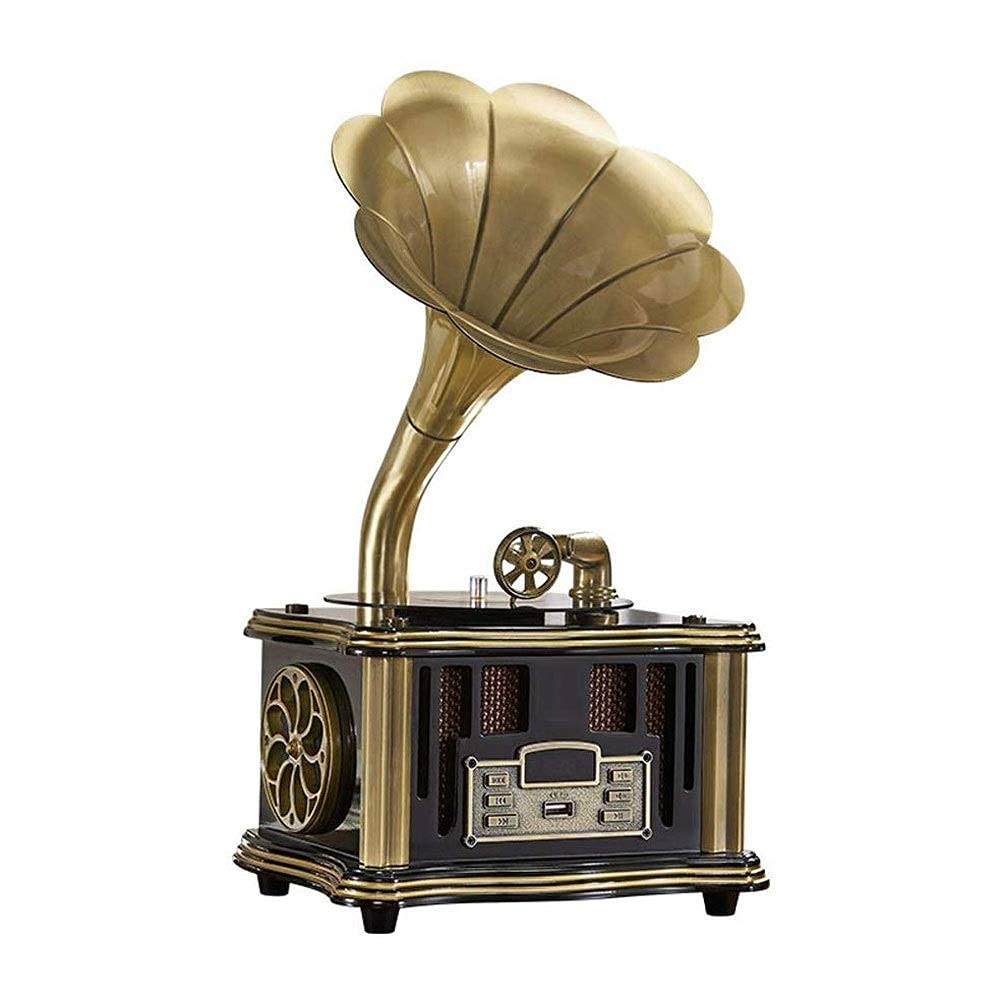 Vintage Record Player with Wireless Speaker - Bluetooth Phonograph Turntable with FM Radio, USB/AUX Input, Retro Gramophone Design for Vinyl Lovers | Perfect for Home Decor, Gift Giving & Music Enthusiasts