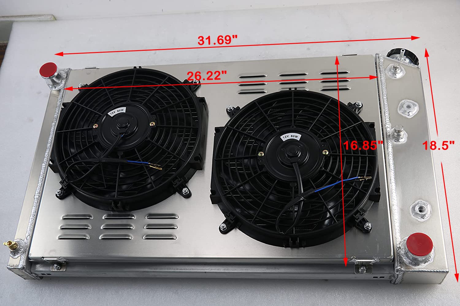 CU162 Aluminum Radiator 3 Row with Fan Shroud Assembly - Compatible with 1970-1987 Chevy GMC C/K/G-Series C10 K10 Camaro Monte Carlo Malibu Blazer Oldsmobile Cadillac Seville Pontiac Buick G Body - Perfect for Engine Cooling & Performance Upgrades