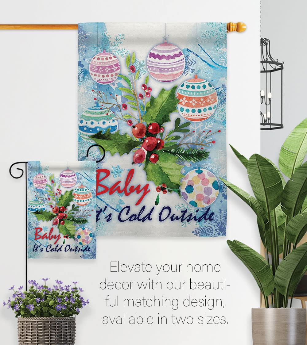Winter Wonderland Decorative Flags Kit - House & Garden Set with Flagpole for Holiday Decor