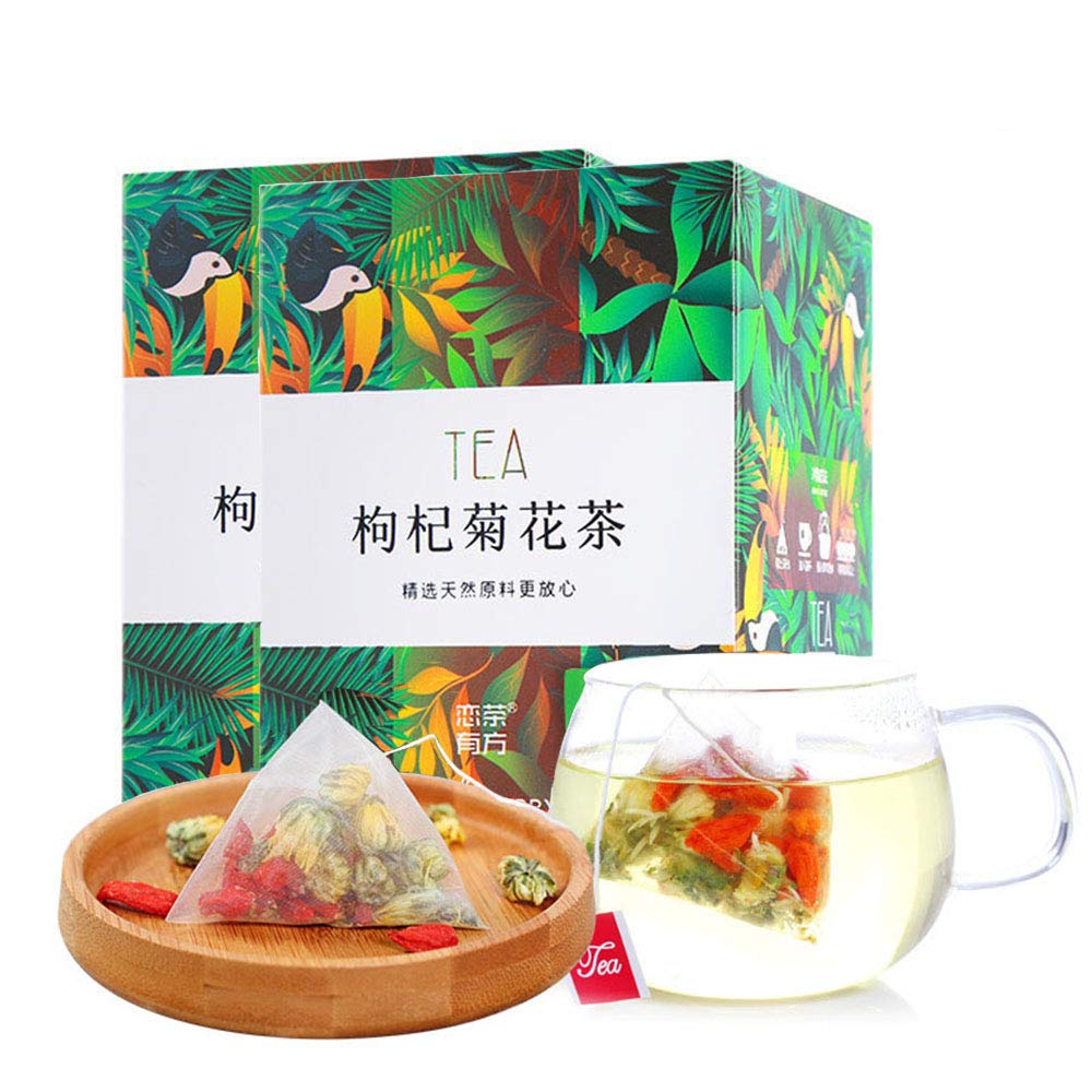2 Boxes Goji Berries Chrysanthemum Tea Bags (24 Bags) - 100% Natural Chinese Herbal Tea with Wolfberry & Chrysanthemum for Immunity & Eye Health | Perfect for Relaxation, Detox & Daily Wellness Routine