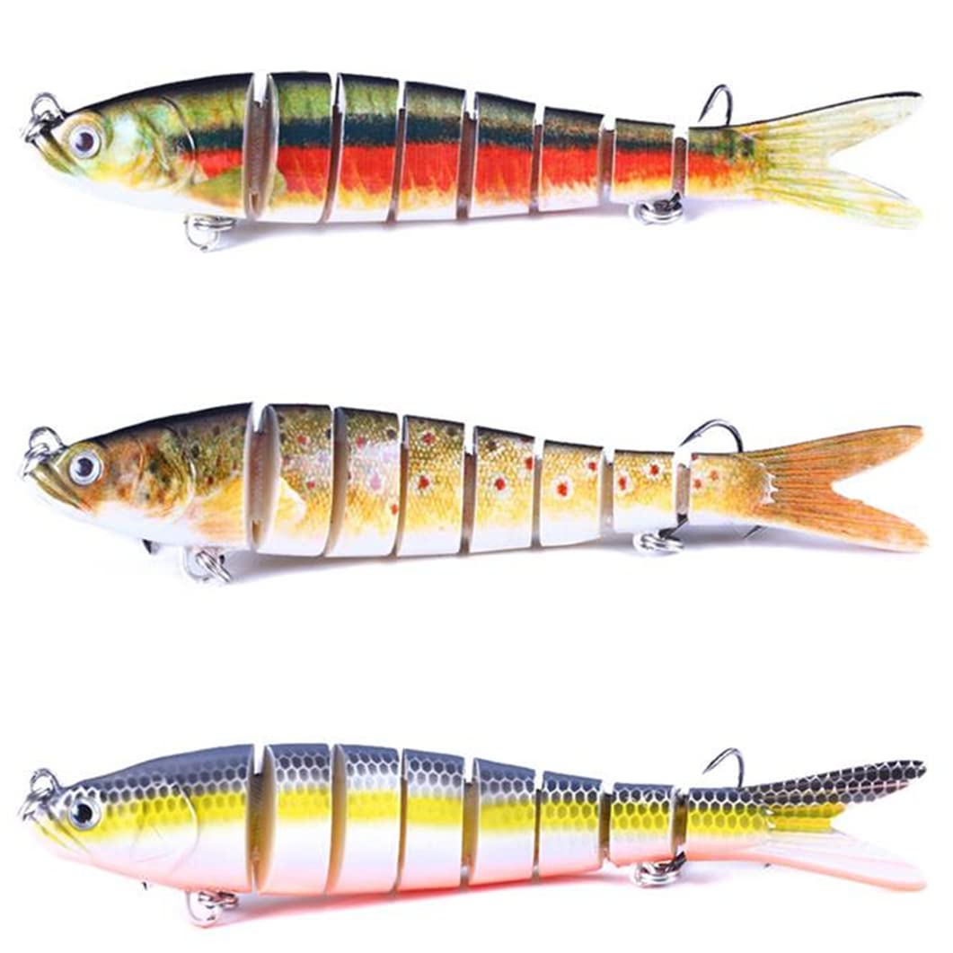 3pcs Multi-Jointed Swimbaits - Slow Sinking Hard Fishing Lures for Bass & Trout - Freshwater & Saltwater Fishing Bait - Perfect Gift for Anglers - Ideal for Lake, River, and Ocean Fishing Adventures