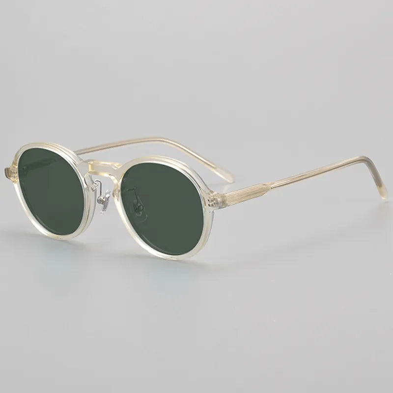 Black Unisex Full Rim Round Acetate Polarized Sunglasses 14543 - UV Protection for Driving, Beach & Outdoor Activities