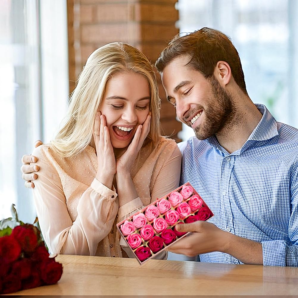 Valentine's Day Gift - Handmade Rose Soap Flower Basket with Fragrant Petals, Luxury Bath Soap Set in Elegant Box for Anniversary, Birthday, Mother's Day | Romantic Gift Idea for Her, Spa & Self-Care Relaxation