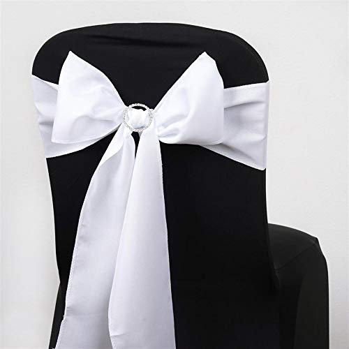 10 White Polyester Chair Sashes with Bows - Elegant Wedding, Party & Ceremony Decorations | Affordable Bulk Supplies for Reception & Banquet Decor