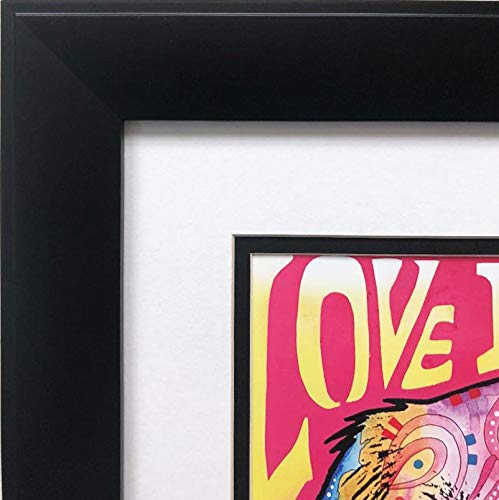 Dean Russo Love is Golden Framed Street Pop Art Print 16.5x14.5 Inches - Vibrant Wall Decor for Living Room, Bedroom & Office
