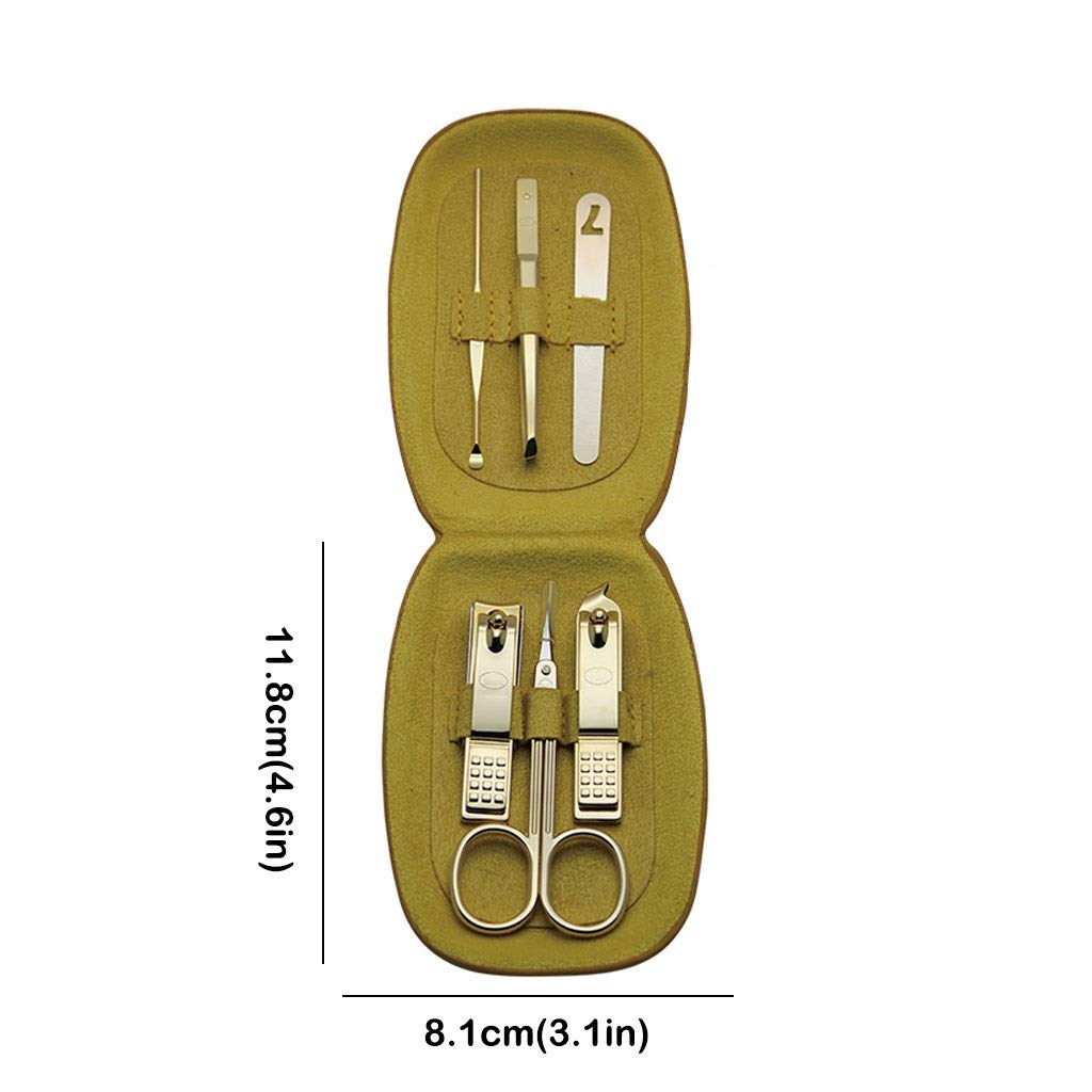 Premium 6-Piece Nail Clipper Set - Golden Stainless Steel Toenail & Fingernail Clippers with Portable Case | Professional Manicure Pedicure Tools for Home, Travel & Salon Use (Pink Gift Box)