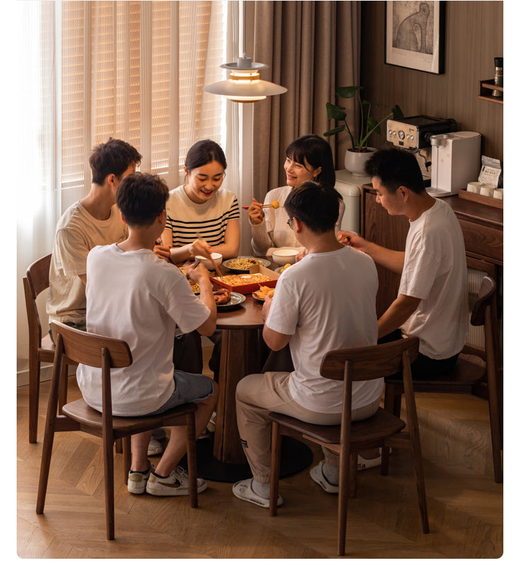 Premium Black Walnut Solid Wood Round Dining Table - 42 Inch Natural Wooden Table for Kitchen, Dining Room & Farmhouse Decor - Perfect for Family Gatherings & Dinner Parties