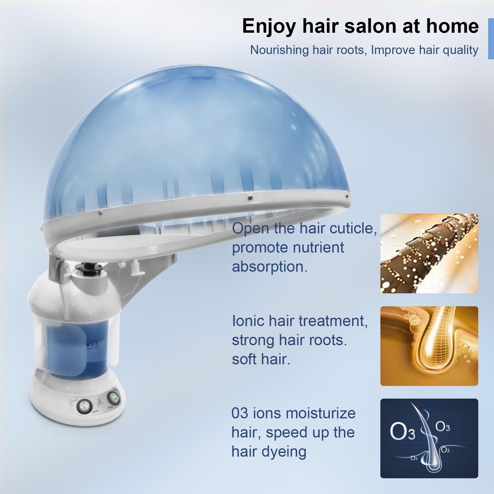 Elitzia ETKD2328a 2-in-1 Ionic Ozone Facial & Hair Steamer with Hood - Professional Home Salon Hair Care & Skin Treatment for Deep Conditioning & Hydration | Perfect for Spa Days & Self-Care Routines