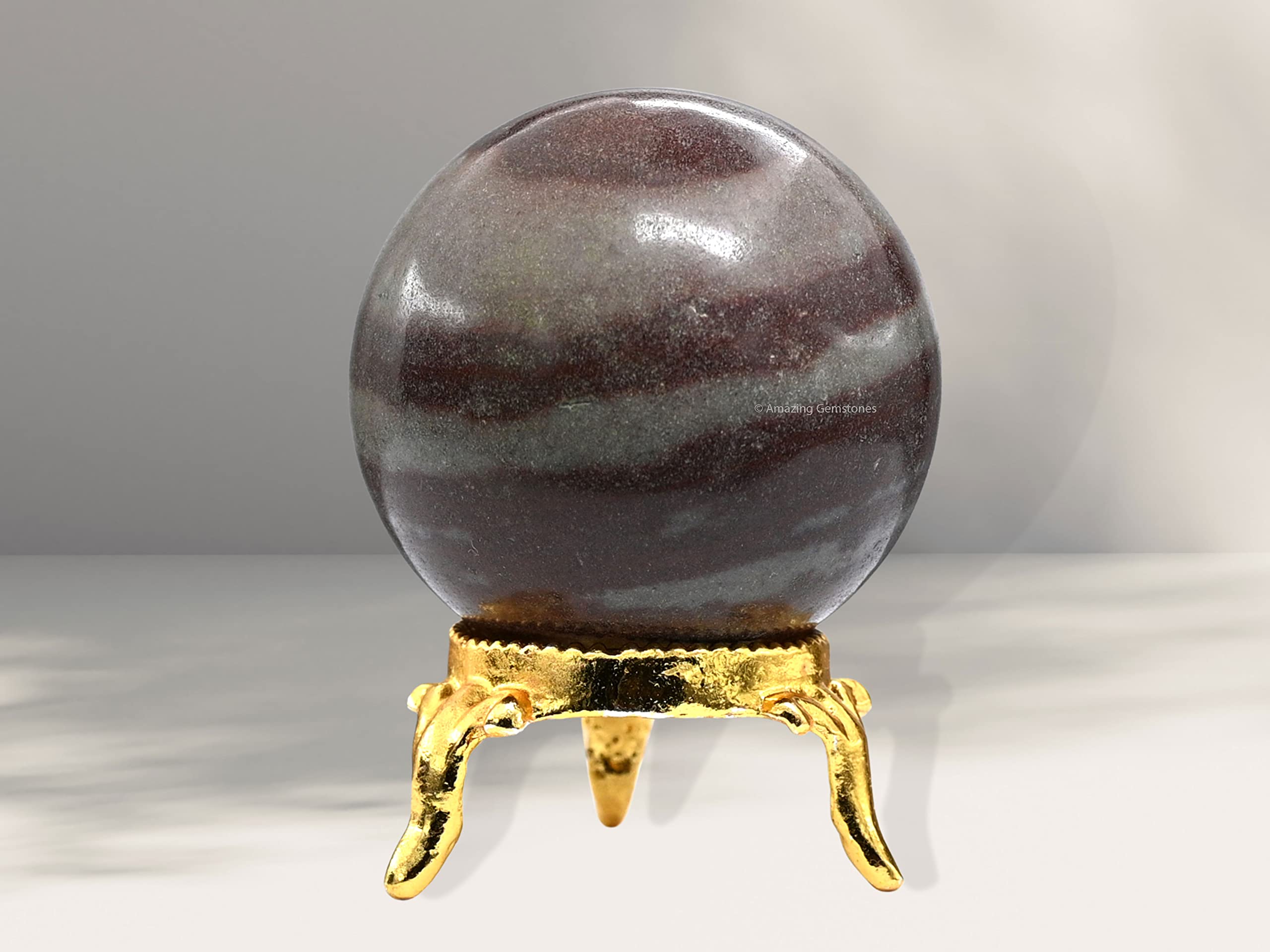 Narmada Shiva Lingam Crystal Ball with Stand - 2 Inch Healing Sphere for Meditation, Yoga, Reiki, Witchcraft & Home Decor | Spiritual Energy Stone for Altar, Office Desk & Gift