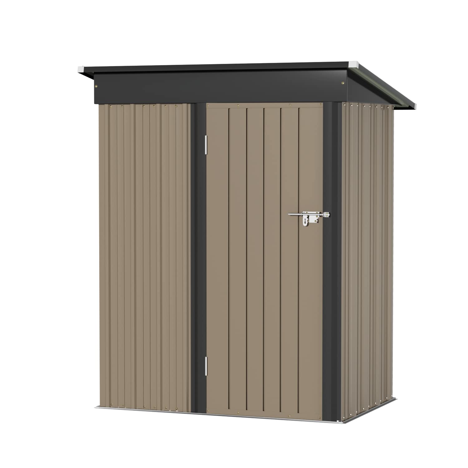 Greesum 5FT x 3FT Metal Outdoor Storage Shed - Heavy Duty Steel Utility Tool Shed with Lockable Door for Backyard, Garden, Patio & Lawn Organization (5' x 3', Brown) - Perfect for Storing Lawn Mowers, Gardening Tools & Outdoor Equipment