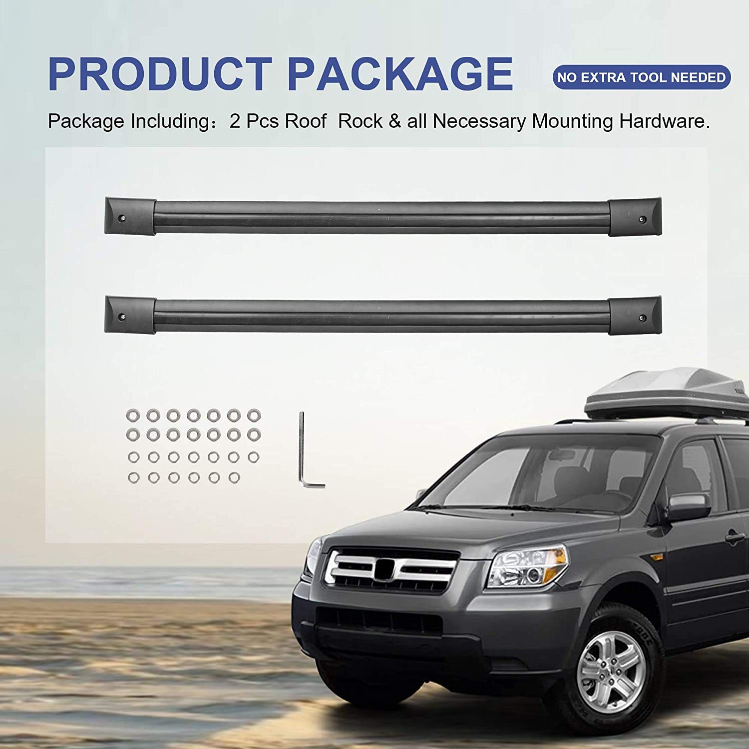 MOSTPLUS Roof Rack Cross Bars for Honda Pilot 2003-2008 | Heavy Duty Cargo Carrier | Universal Fit for Kayak, Canoe, Ski & Snowboard | Perfect for Road Trips & Outdoor Adventures