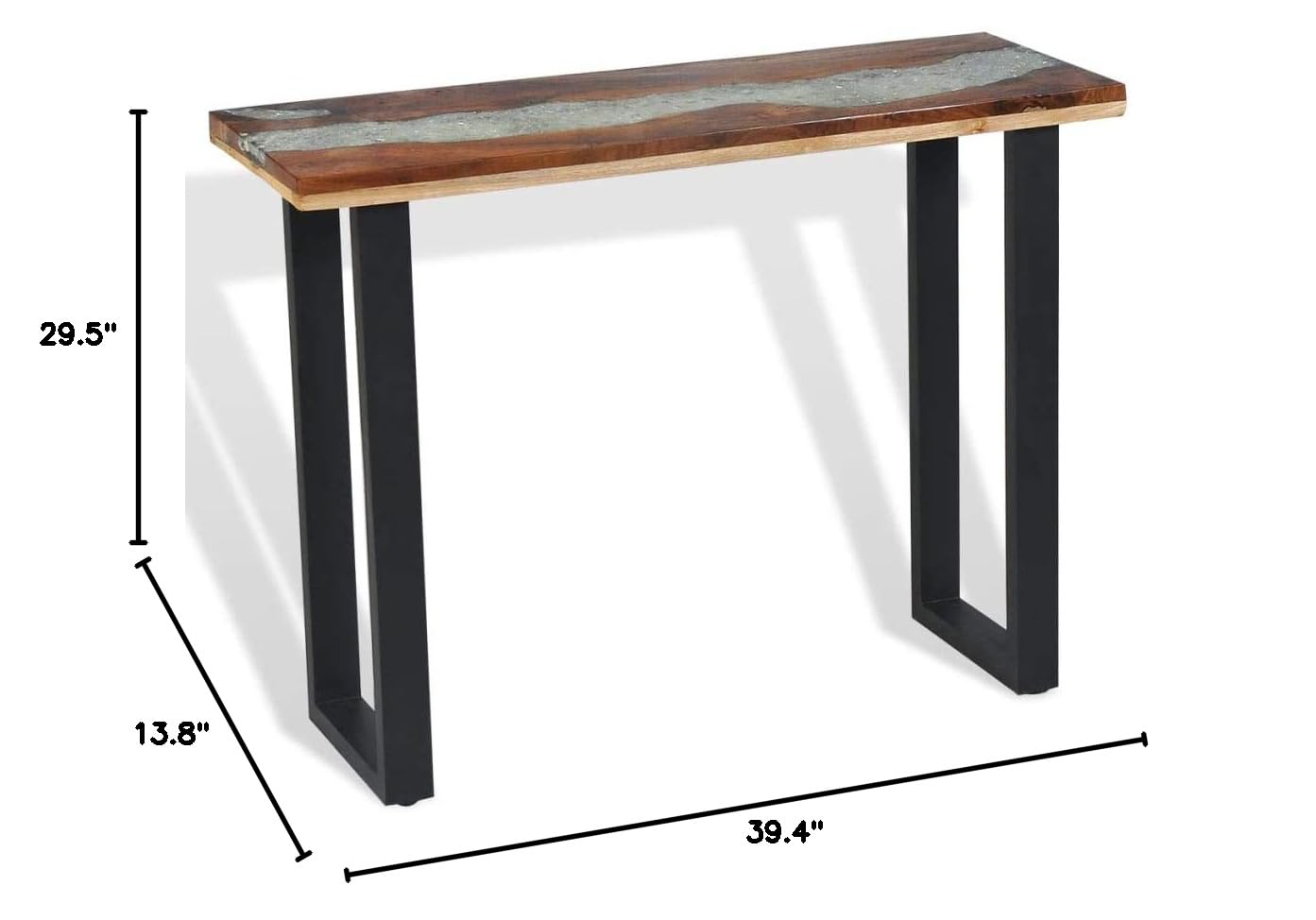 FAMIROSA Handmade Teak Resin Rectangle Coffee Table - 39.4