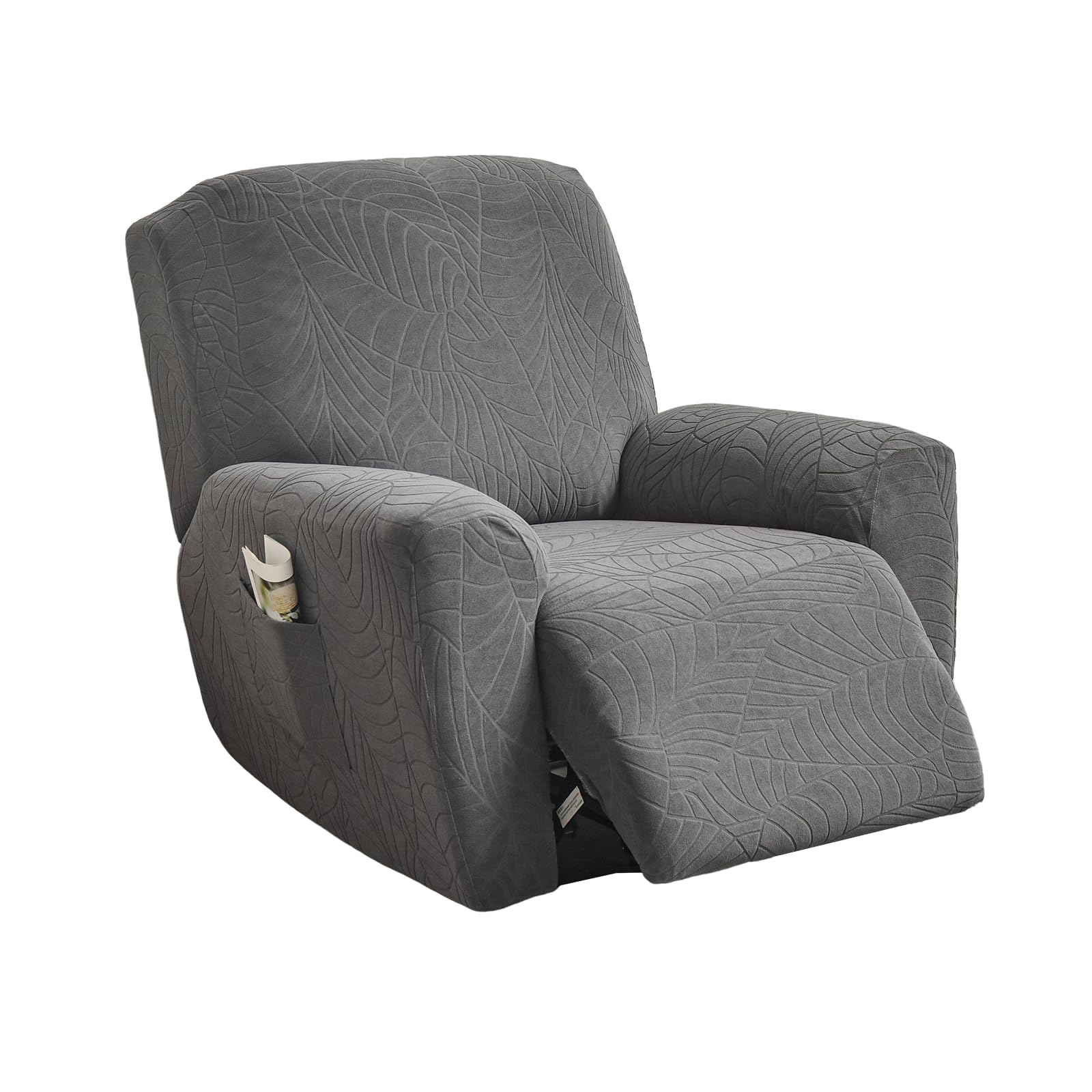 KRFOONN Jacquard Stretch Recliner Slipcovers - 4-Piece Sofa Cover Set with Storage Pockets | Fallon Collection | Fits Lazy Boy Chairs | Durable Furniture Protector for Living Room, Bedroom & Home Theater (Color: B14)