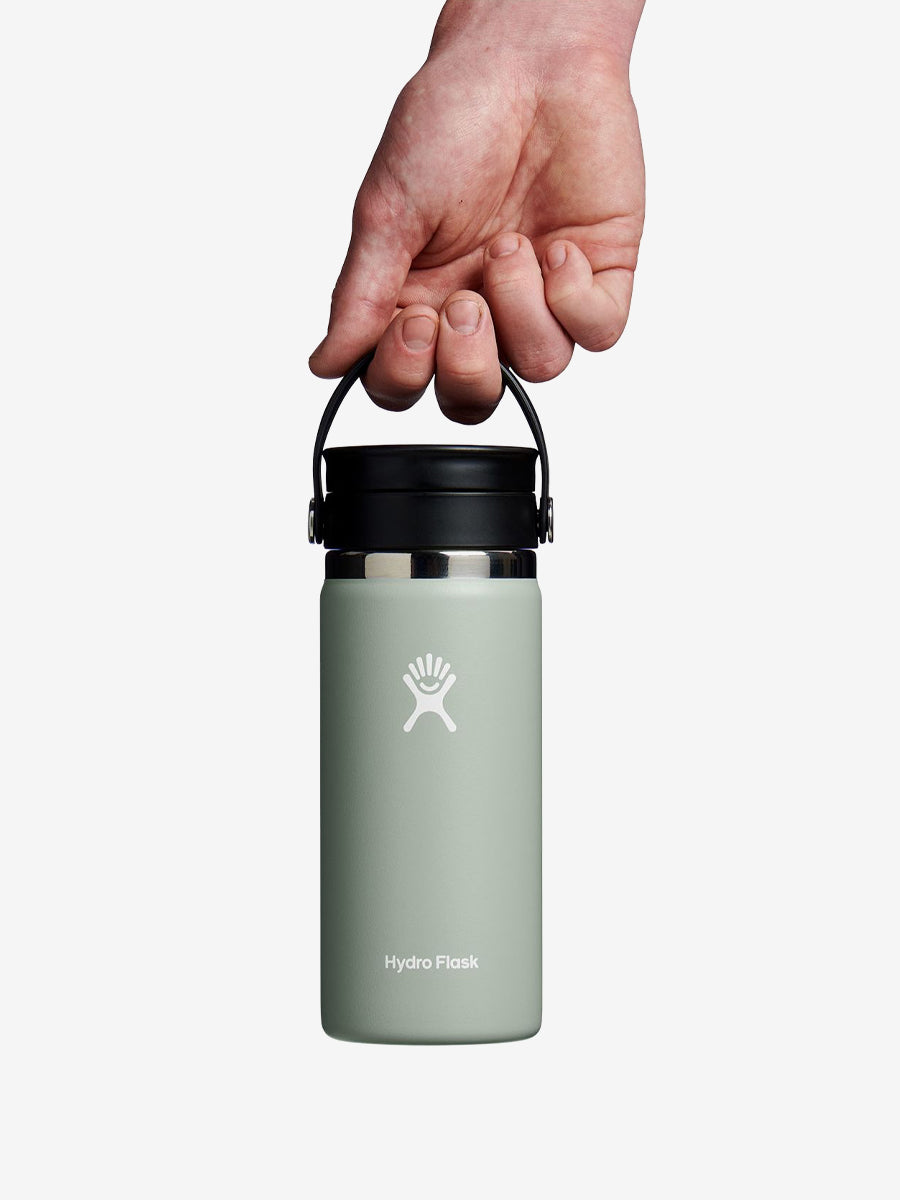 Hydro Flask 473ml (16oz) Wide Mouth Water Bottle with Flex Sip Lid - Agave Blue | Insulated Stainless Steel Vacuum Flask for Hiking, Gym & Outdoor Activities
