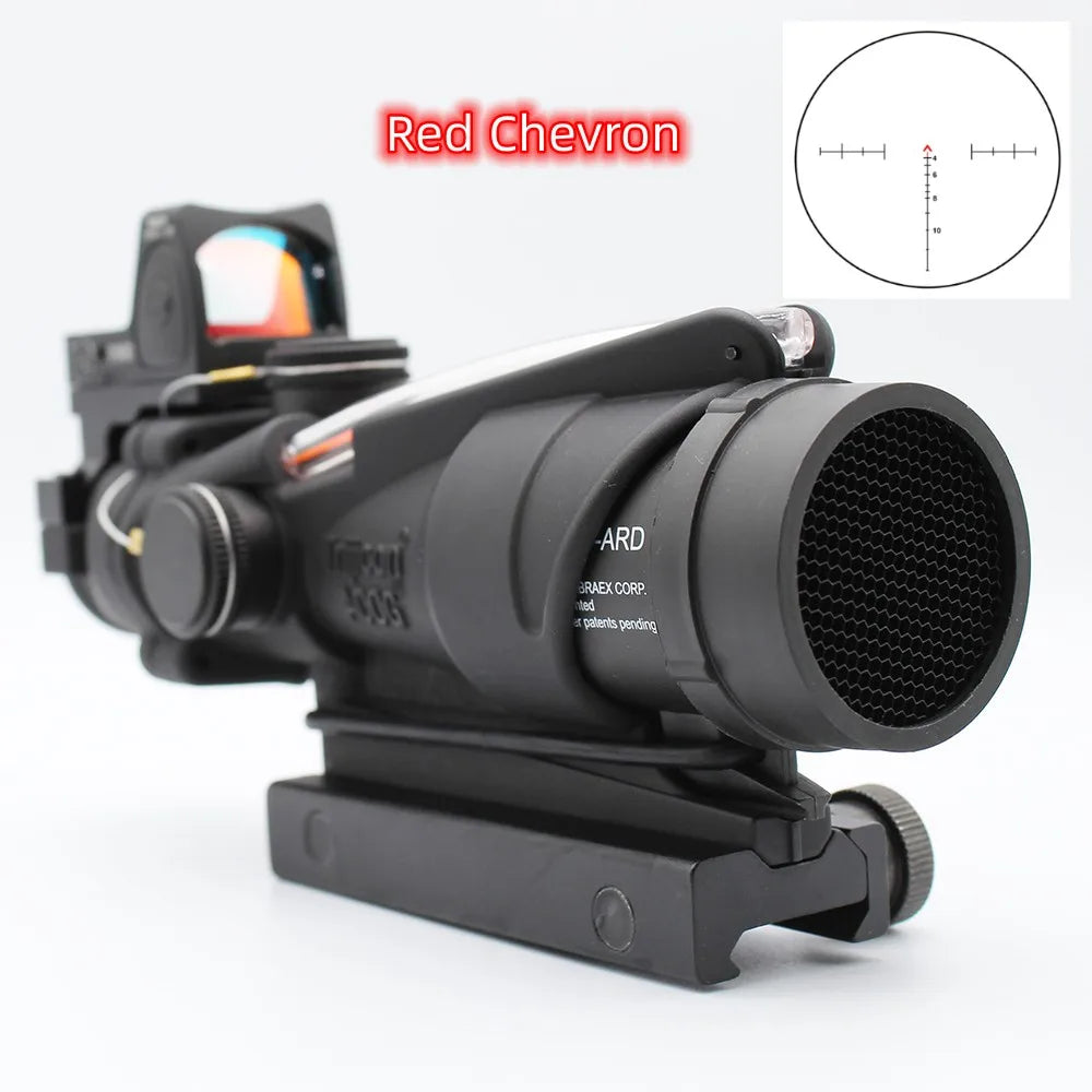 Trijicon ACOG 4x32 Fiber Optic Rifle Scope - Red/Green Chevron Reticle with RMR Mount for Tactical Shooting & Hunting | Durable & Accurate Combat Optics