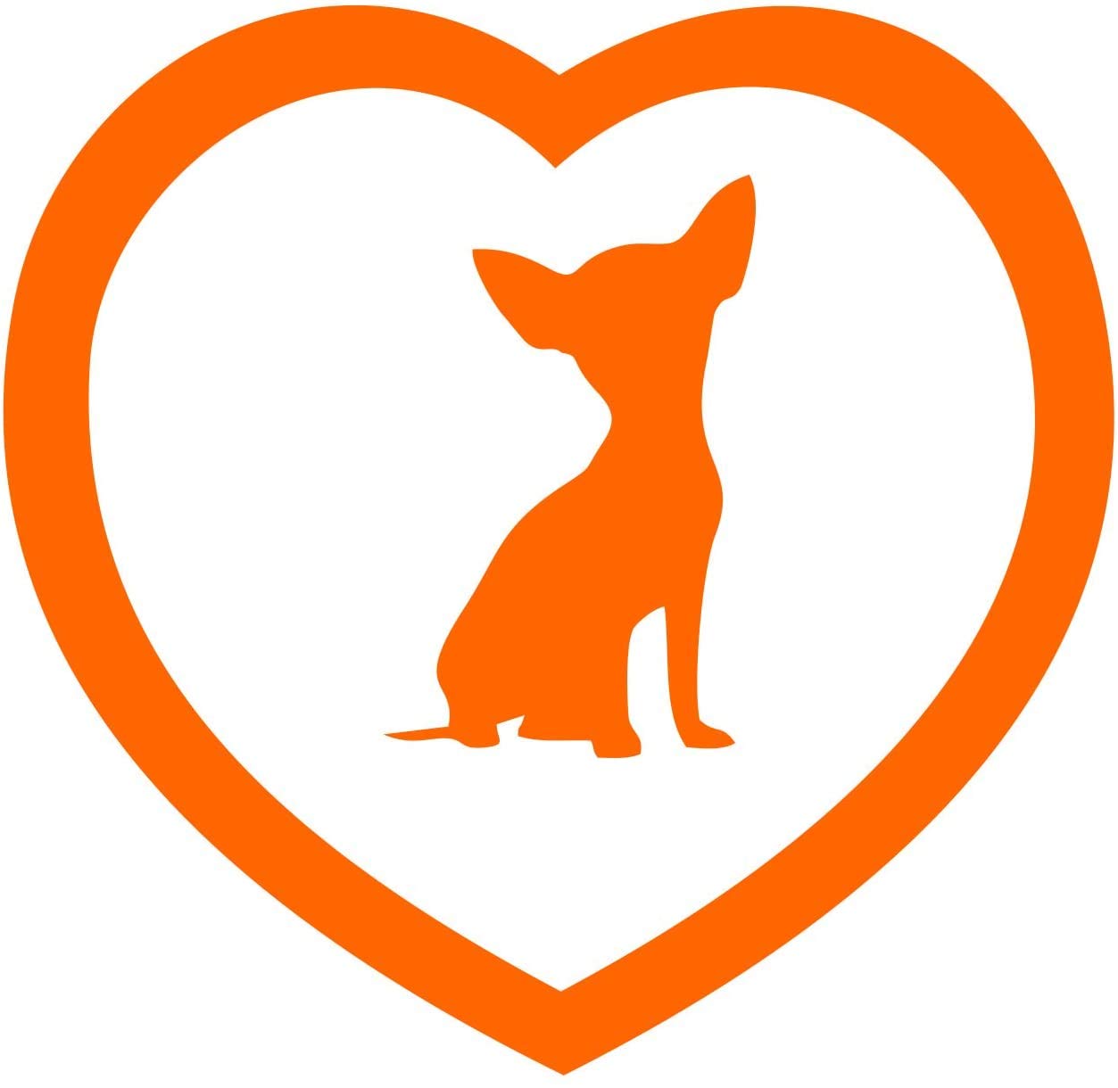 Chihuahua with Heart Vinyl Sticker Decal - 4 Inch Orange Car Bumper, Window, Laptop, Tablet & Phone Decal - Perfect for Pet Lovers, DIY Decor & Personalizing Devices